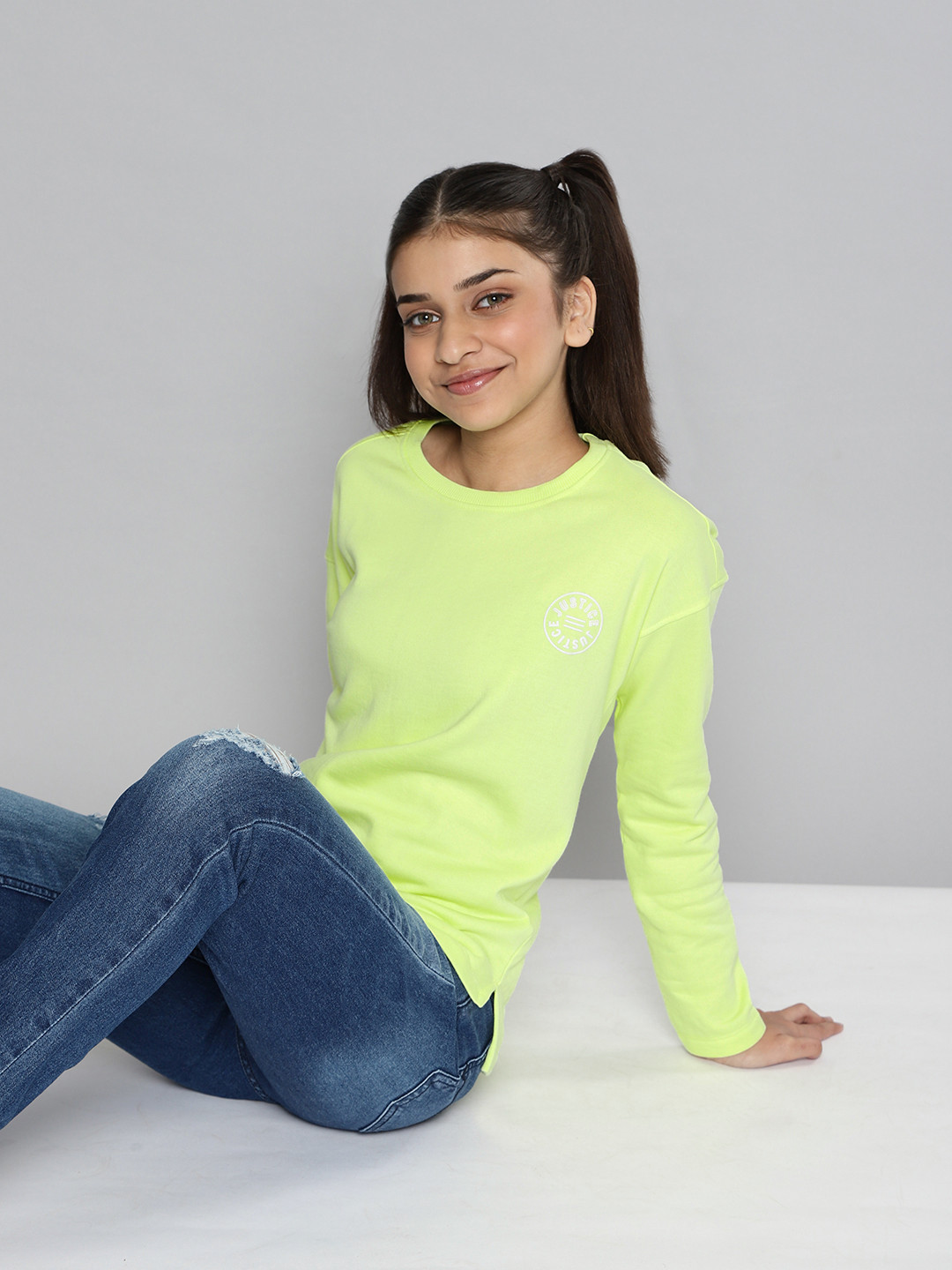 

JUSTICE Girls Yellow Solid Sweatshirt