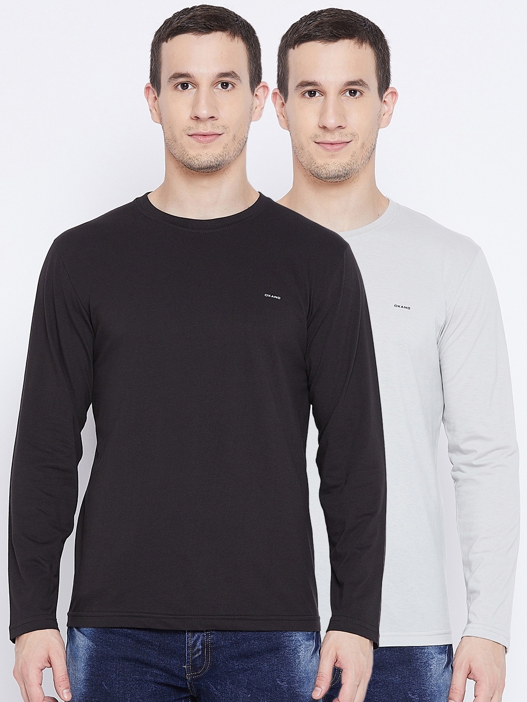 

Okane Men Black & Grey Full Sleeves T-shirts Pack of 2