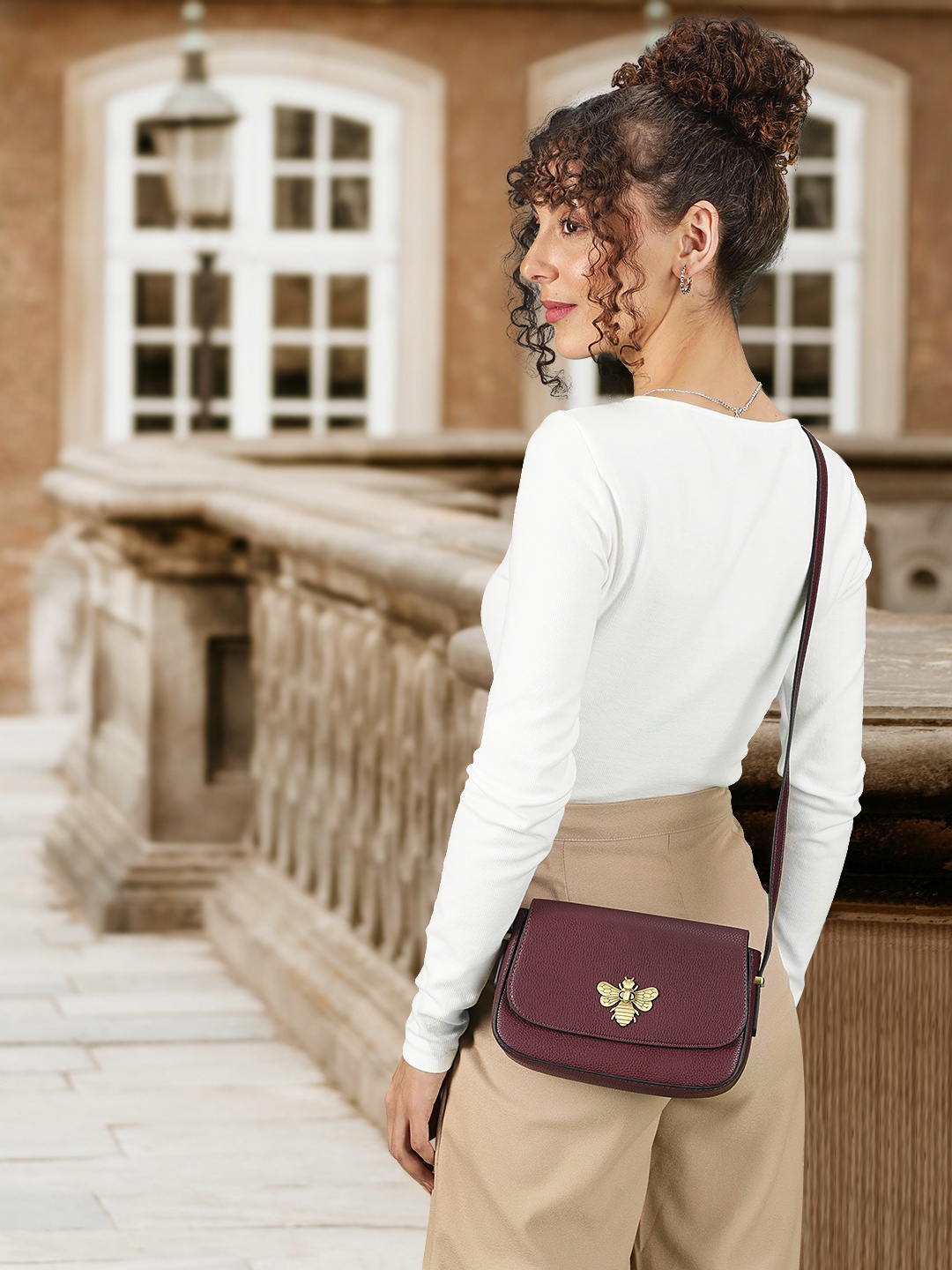 

Accessorize London Women's Faux Leather Britney Bee Sling Bag, Burgundy