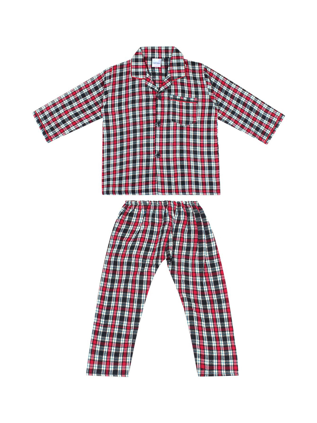 

Superminis Unisex Kids Red & Black Checked Night suit