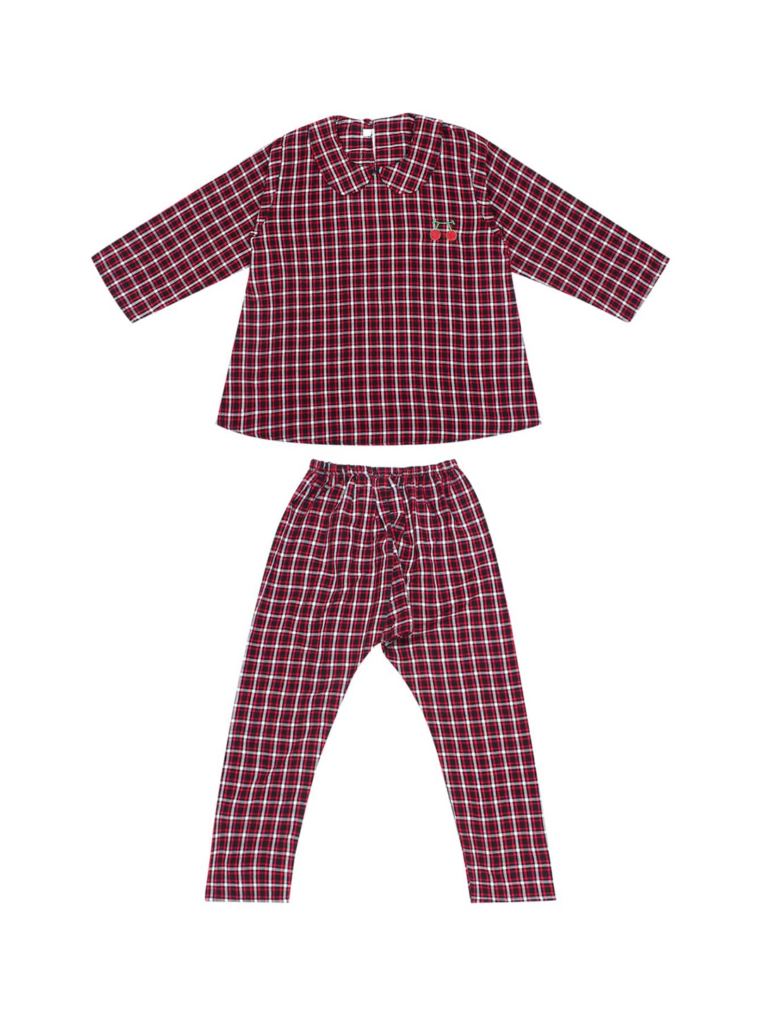 

Superminis Girls Orange & Black Checked Pure Cotton Night suit