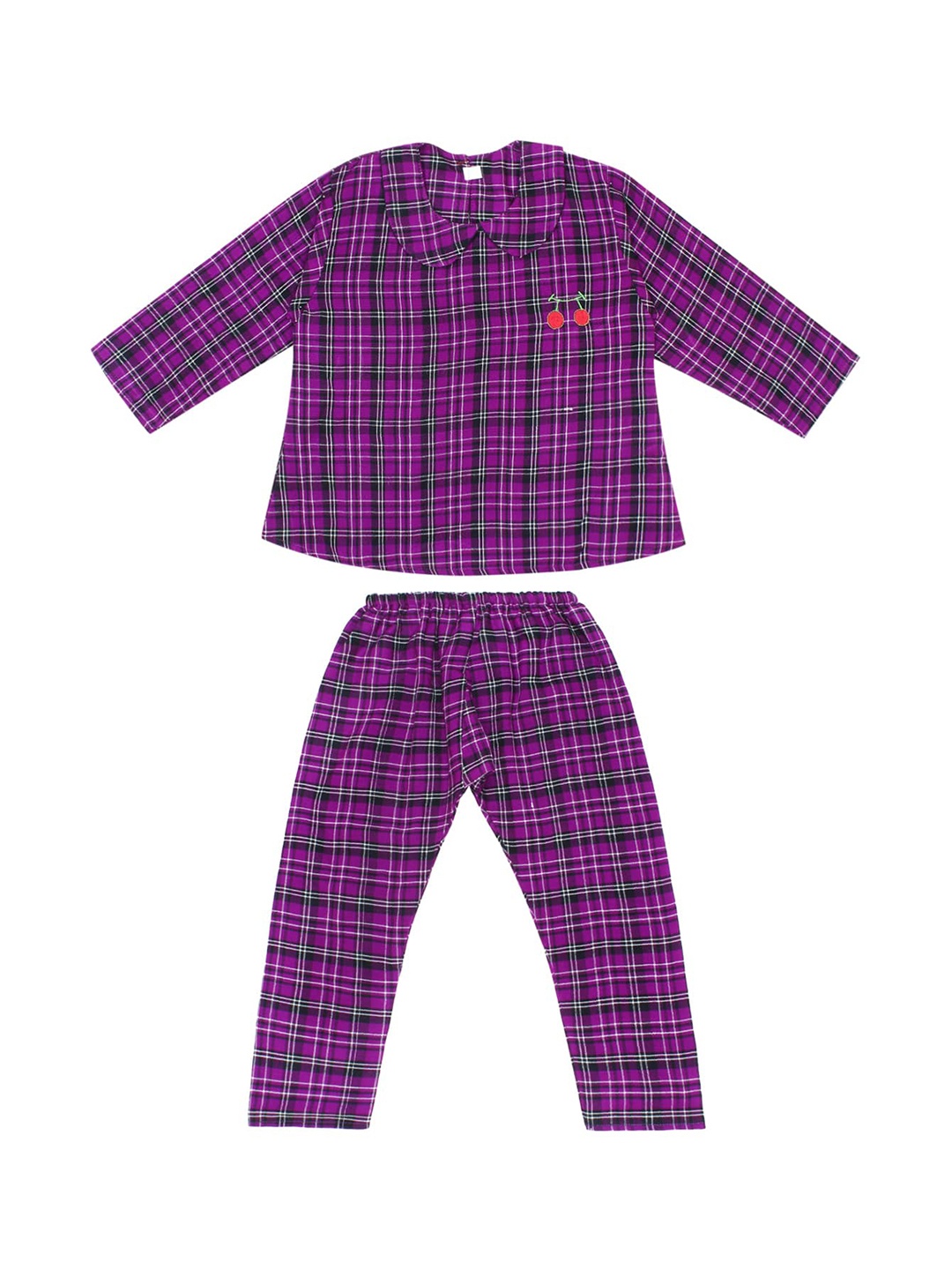 

Superminis Girls Purple & Black Checked Night suit