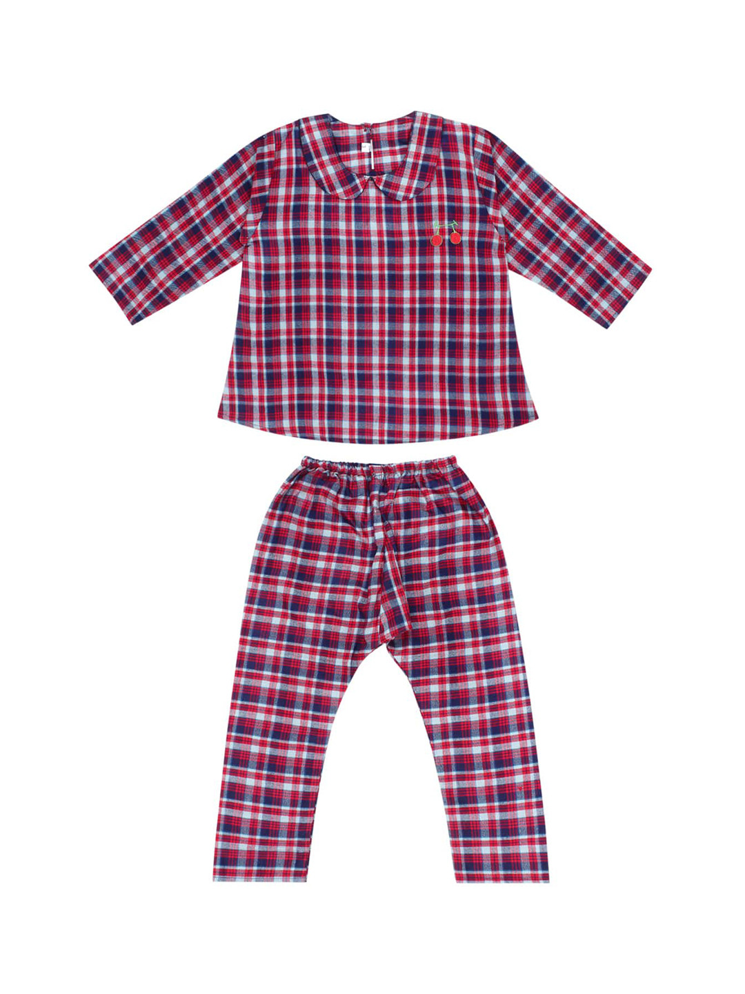 

Superminis Girls Red & Navy Blue Checked Night suit