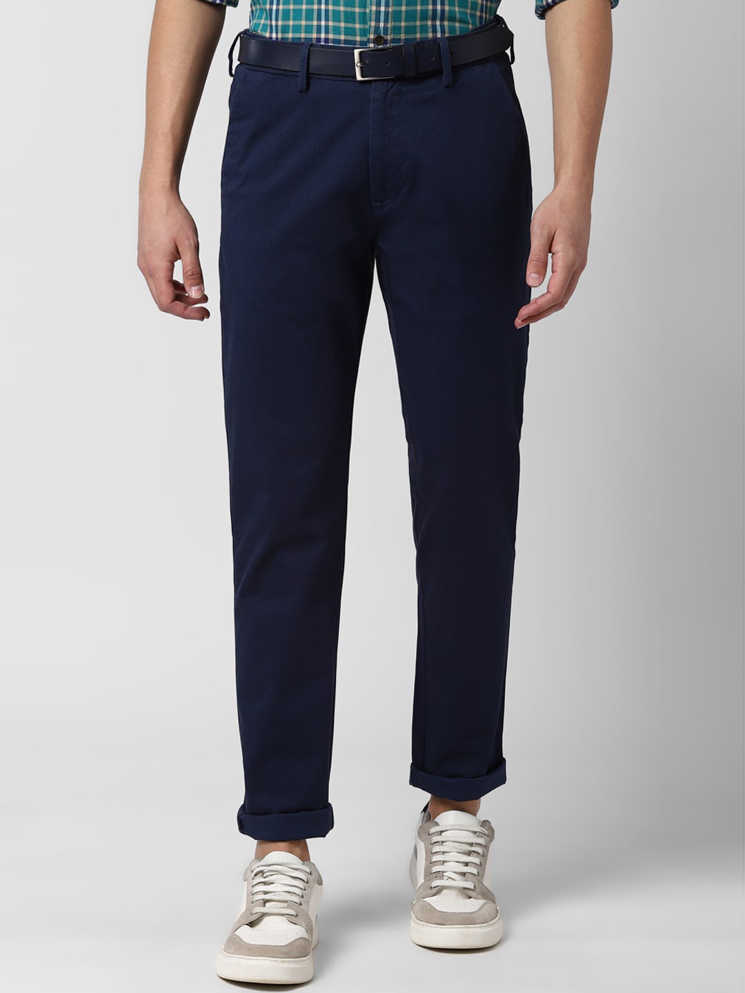 

Peter England Men Navy Blue Slim Fit Trousers