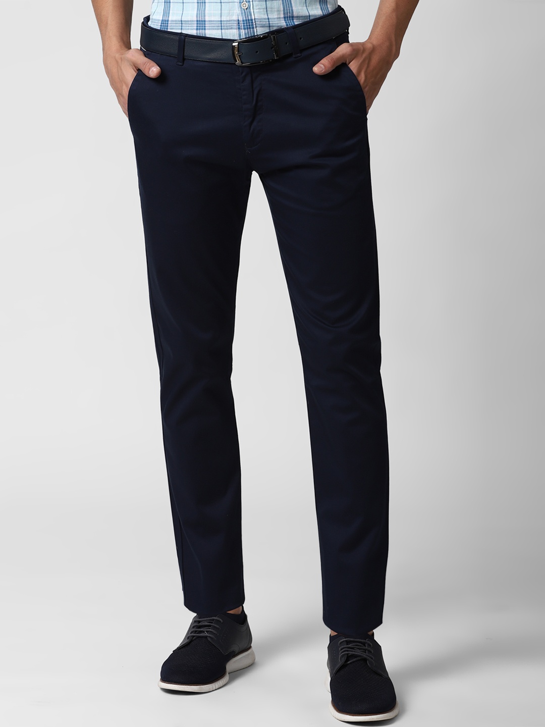 

Peter England Casuals Men Navy Blue Slim Fit Cotton Chinos Trousers