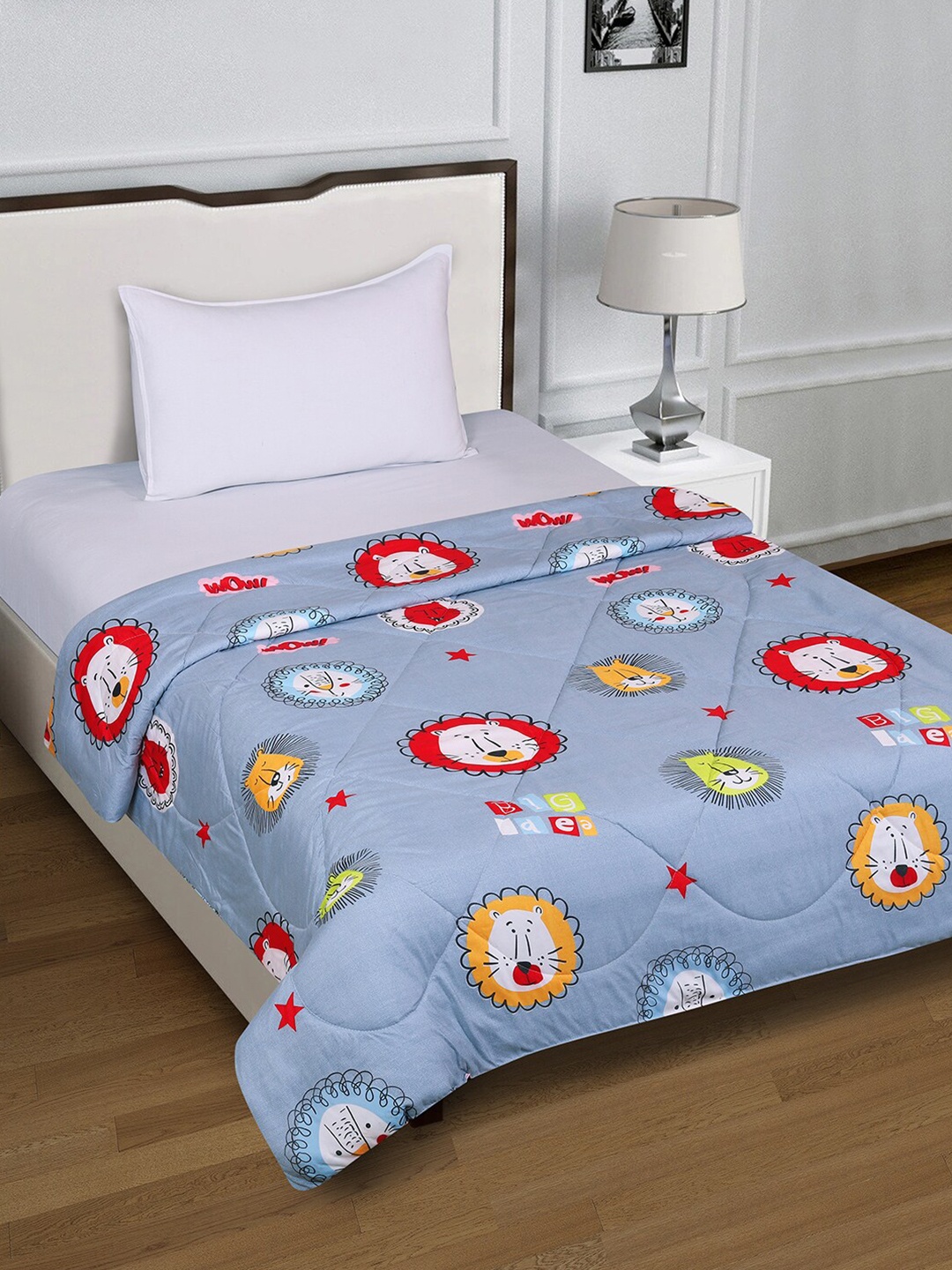 

ROMEE Blue Cartoon Characters AC Room 210 GSM Single Bed Comforter