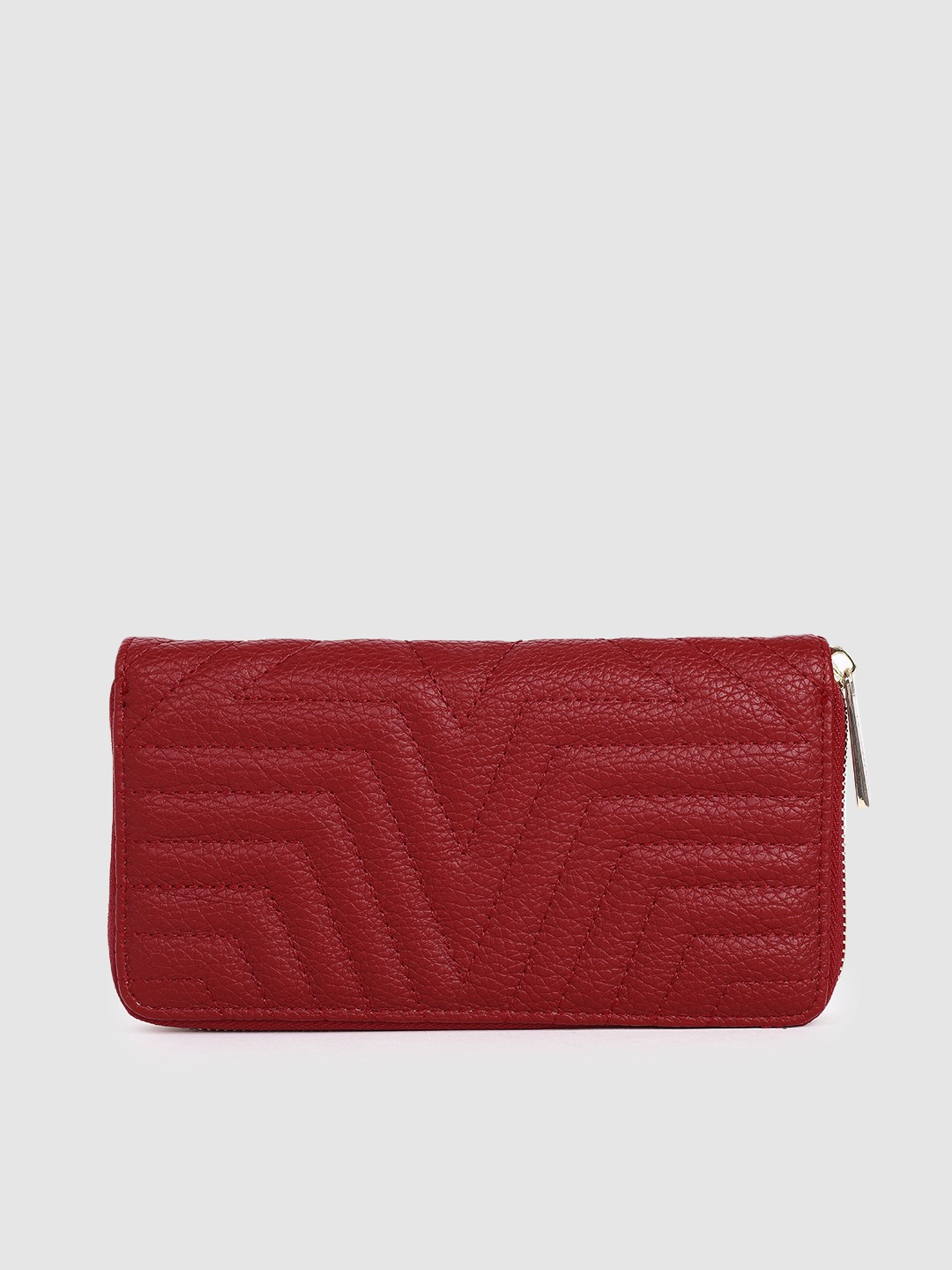 

Accessorize Women Red Self Design Quilted Zip Around Wallet