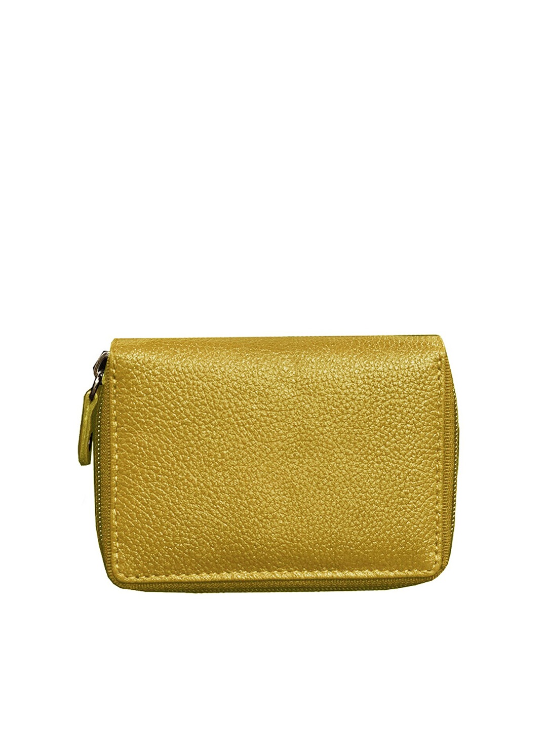 

ABYS Women Yellow Textured Genuine Leather Zip Around Wallet