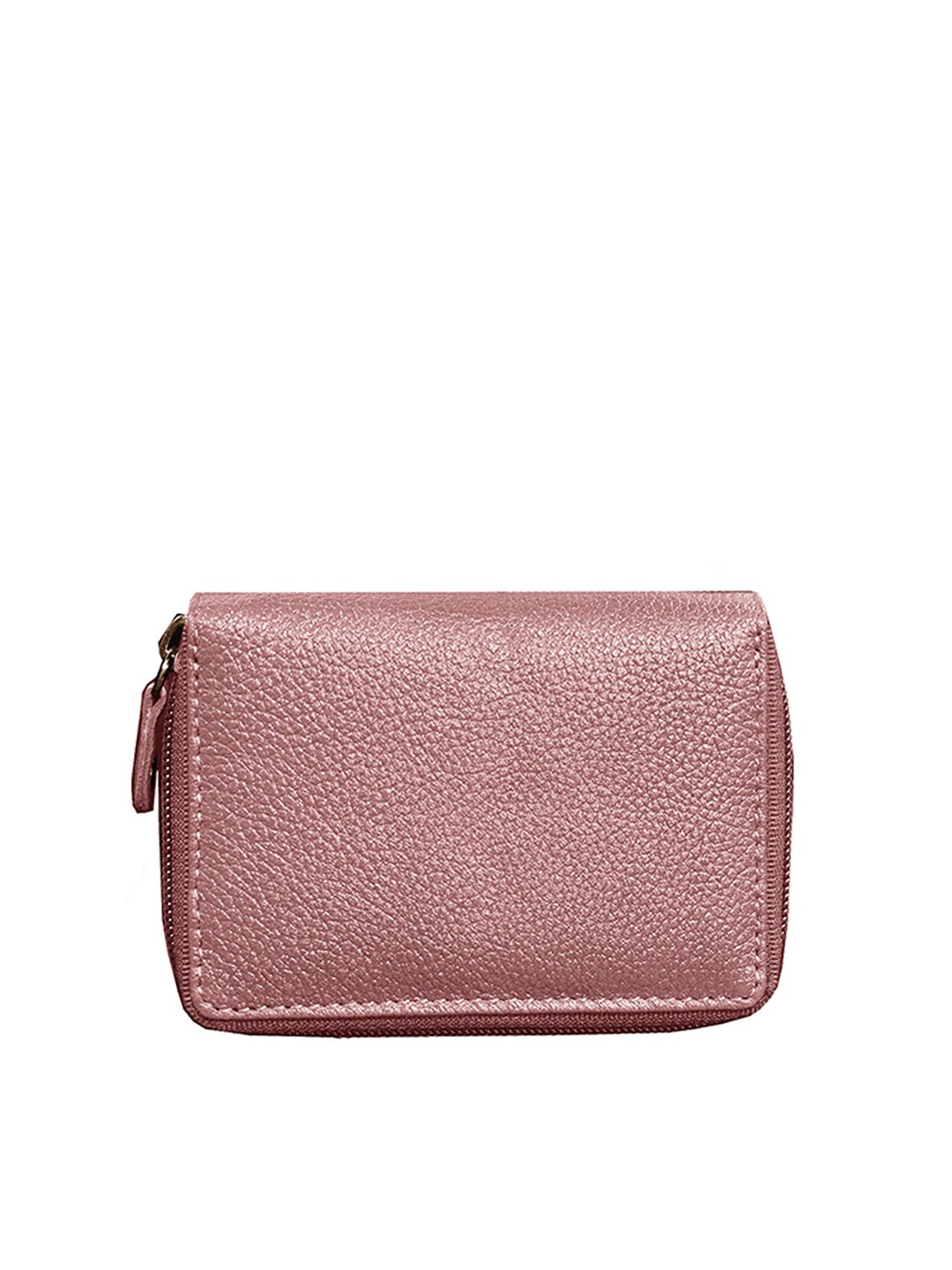 

ABYS Women Pink Textured Genuine Leather Zip Around Wallet