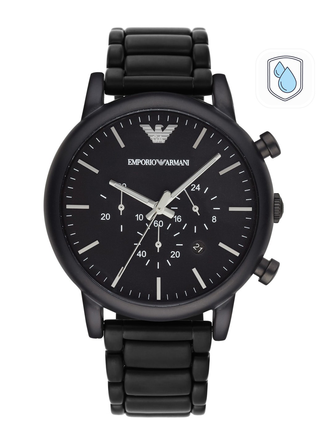 

Emporio Armani Men Black Dial & Black Stainless Steel Straps Analogue Watch AR1895