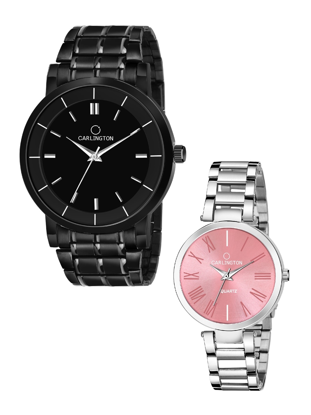 

CARLINGTON Set-2 Analogue Watch Combo CT-6040BB and 112 Pink, Black