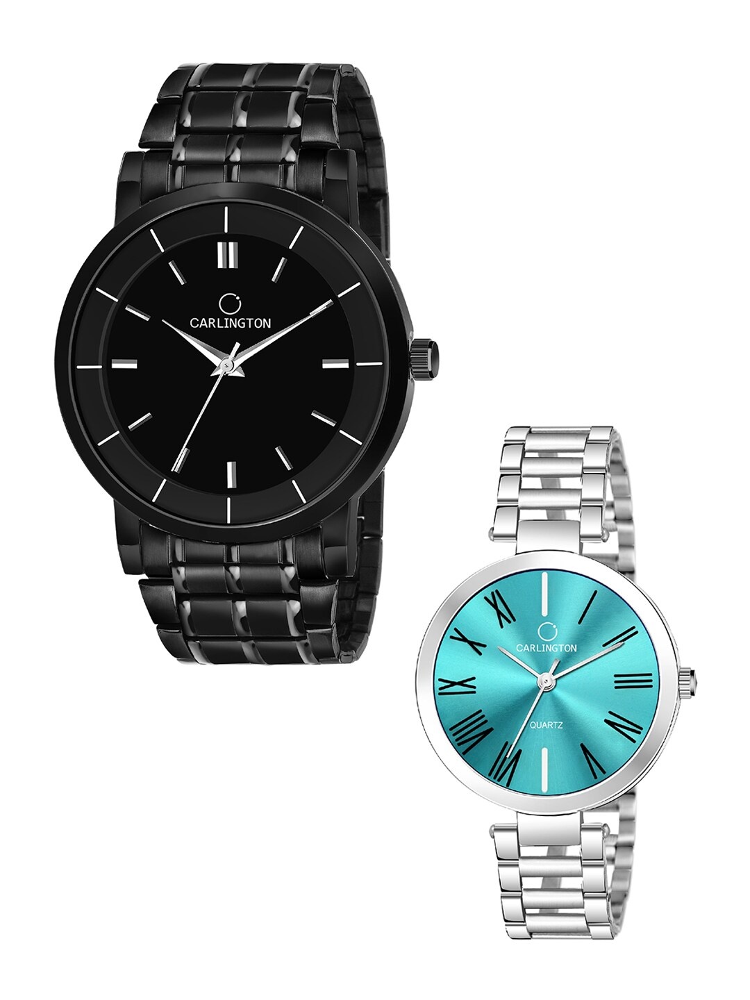 

CARLINGTON Pack-2 Analogue Watch Combo CT-6040BB and 112 Pastel, Black
