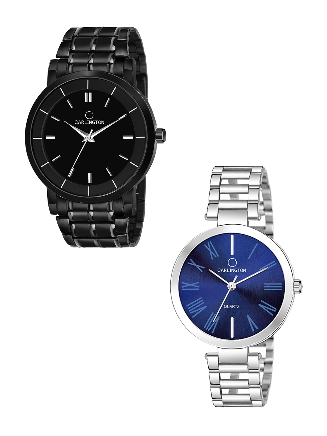 

CARLINGTON Pack-2 Analogue Watch Combo CT-6040BB and 112 Blue, Black