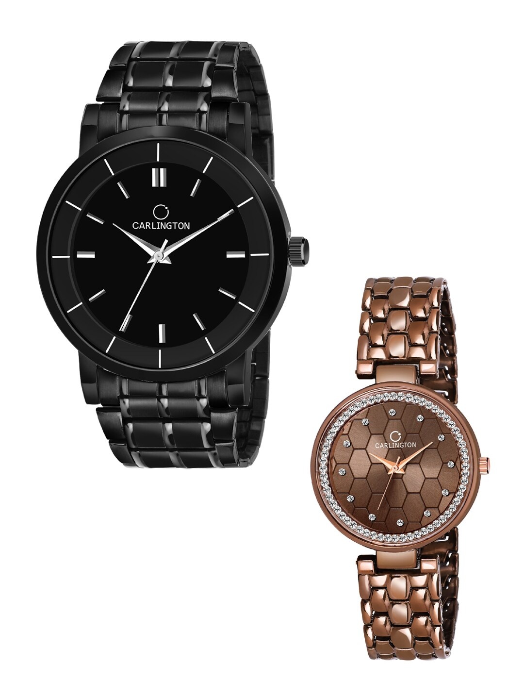 

CARLINGTON Unisex Multicoloured Dial Stainless Steel Analogue Watch Gift Set, Black