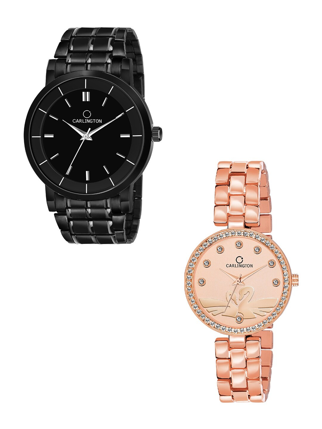 

CARLINGTON Unisex Multicoloured Dial & Multicoloured Stainless Steel Bracelet Style Straps Analogue Watch, Black