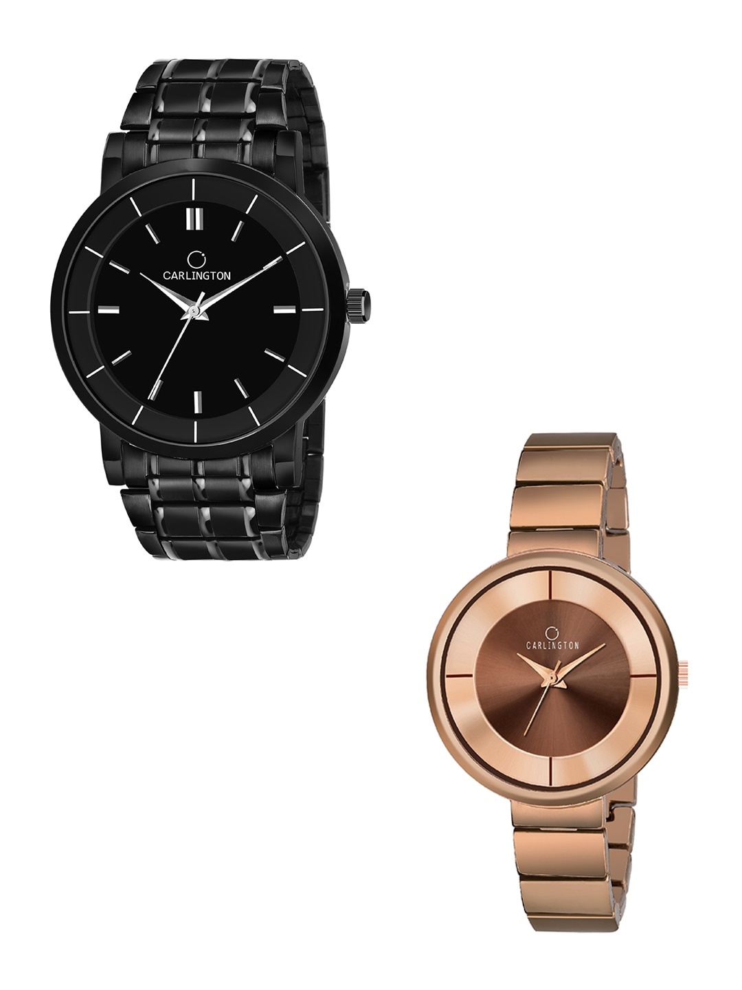 

CARLINGTON Unisex Set Of 2 Dial & Straps Analogue Watch Combo CT-6040BB, Black