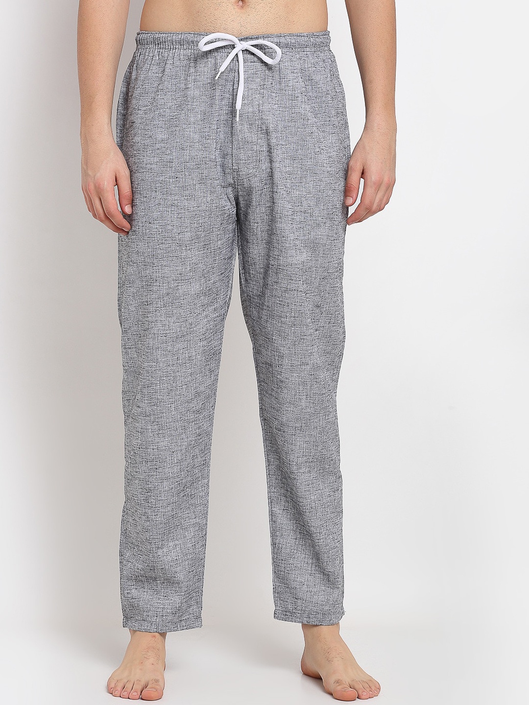 

Jainish Men Grey Linen Cotton Lounge Pants