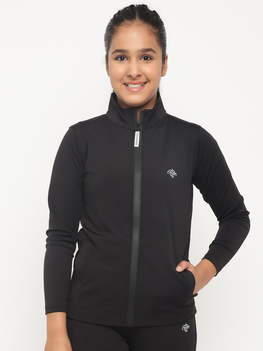 

CHIMPRALA Girls Black Lightweight Sporty Jacket