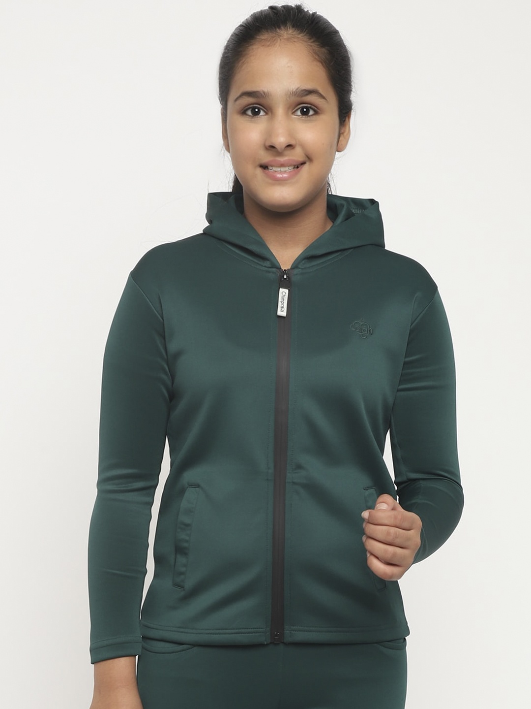 

CHIMPRALA Girls Green Lightweight Hooded Jacket