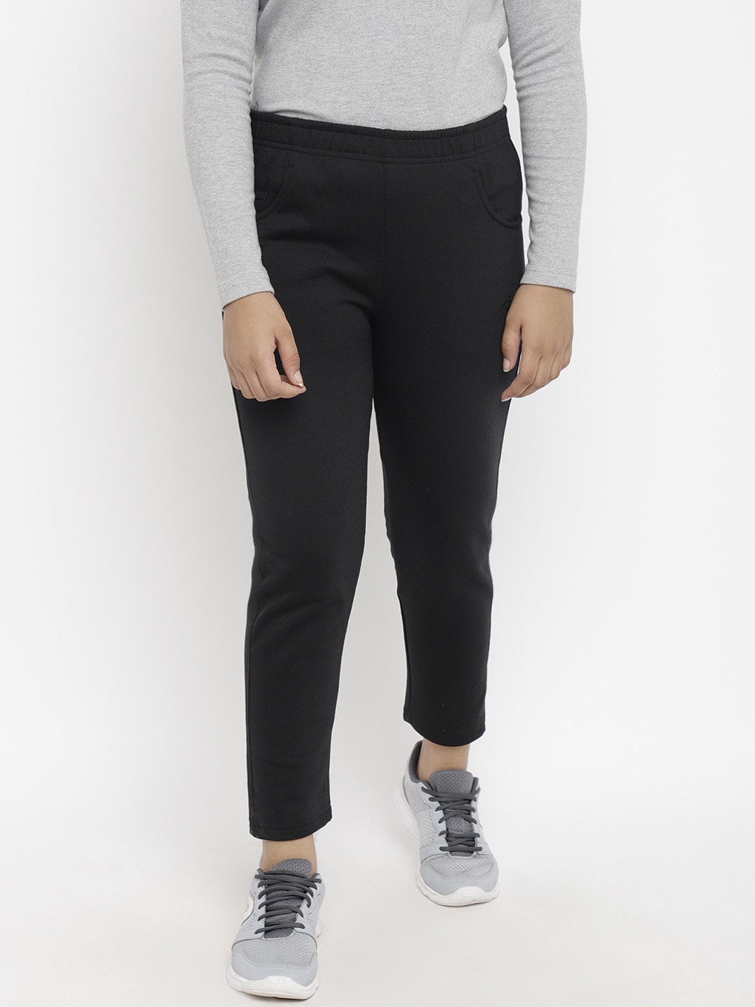 

CHIMPRALA Girls Black Cotton Solid Track Pants