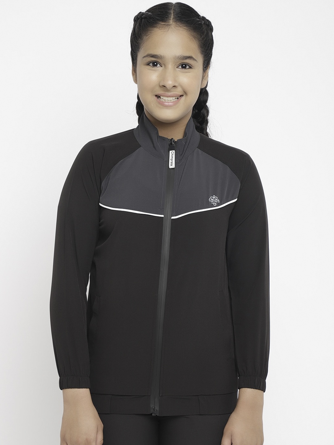 

CHIMPRALA Girls Grey Water Resistant Sporty Jacket