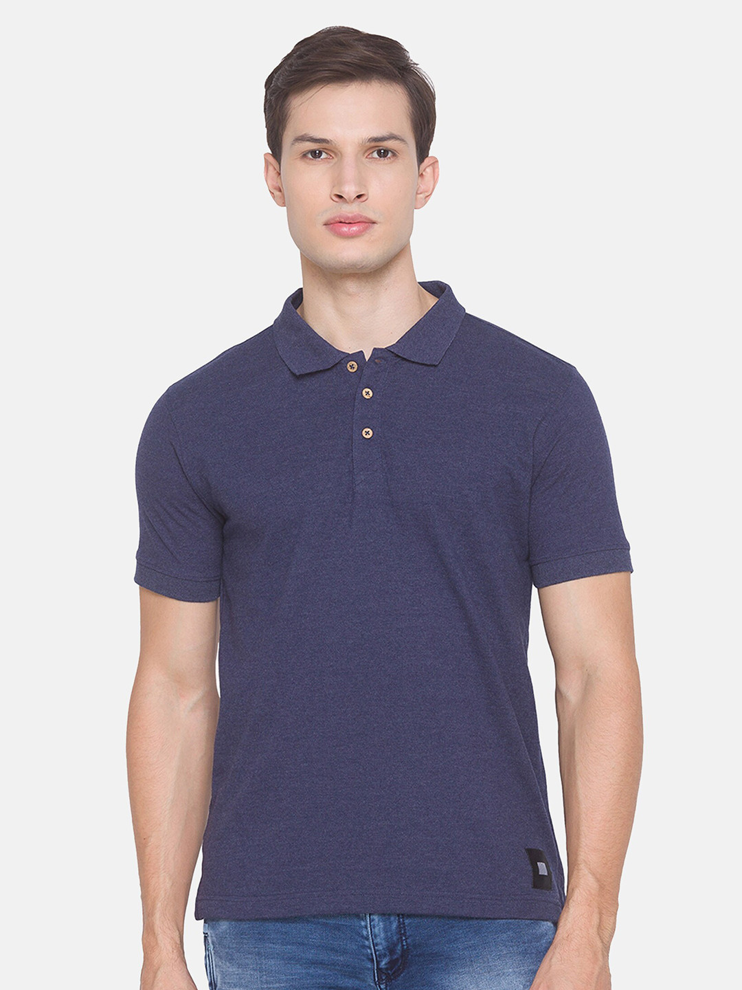 

Smugglerz Men Navy Blue Polo Collar Slim Fit T-shirt