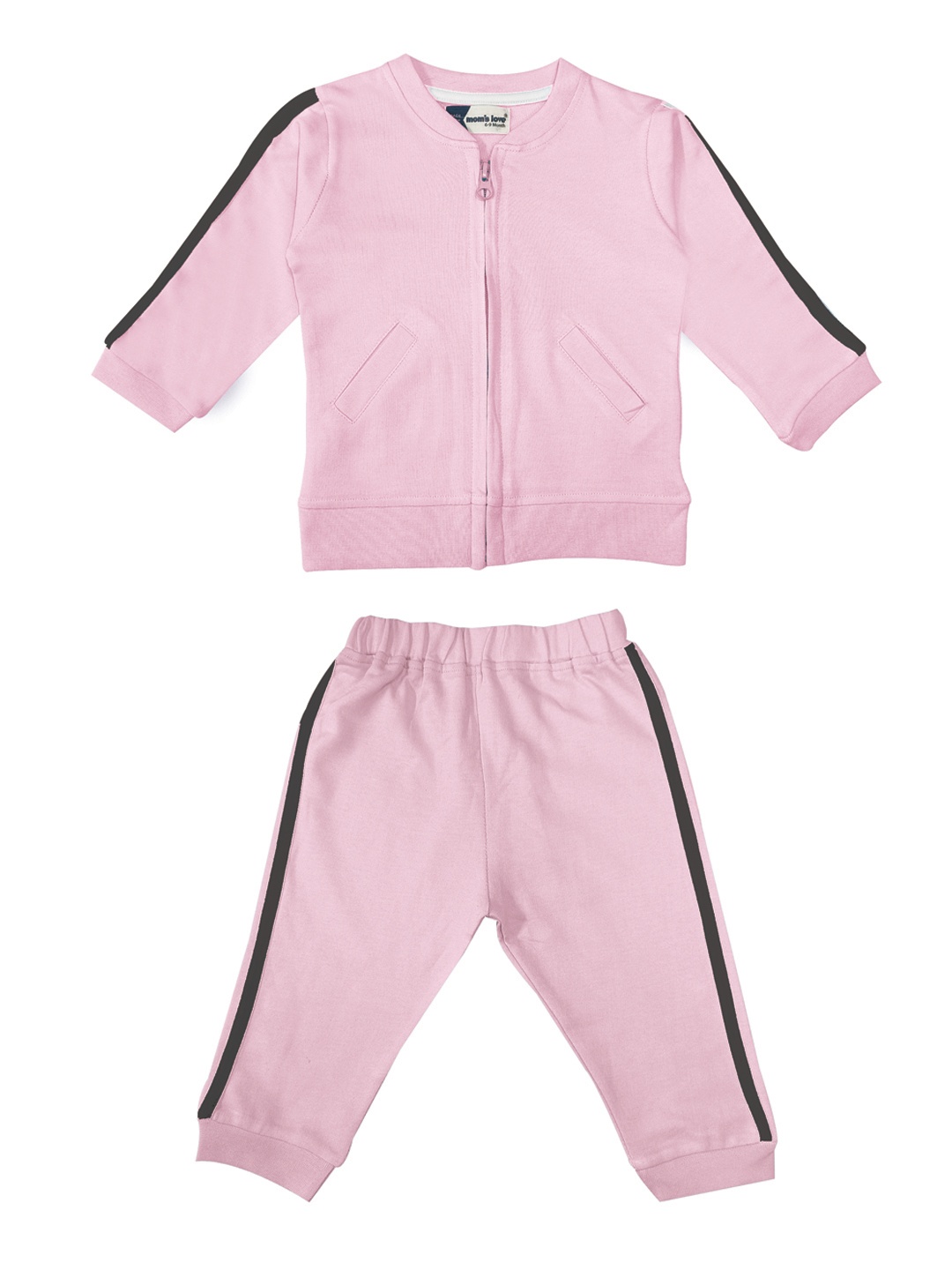 

Moms Love Infant Girls Pink Solid Pure Cotton Tracksuit