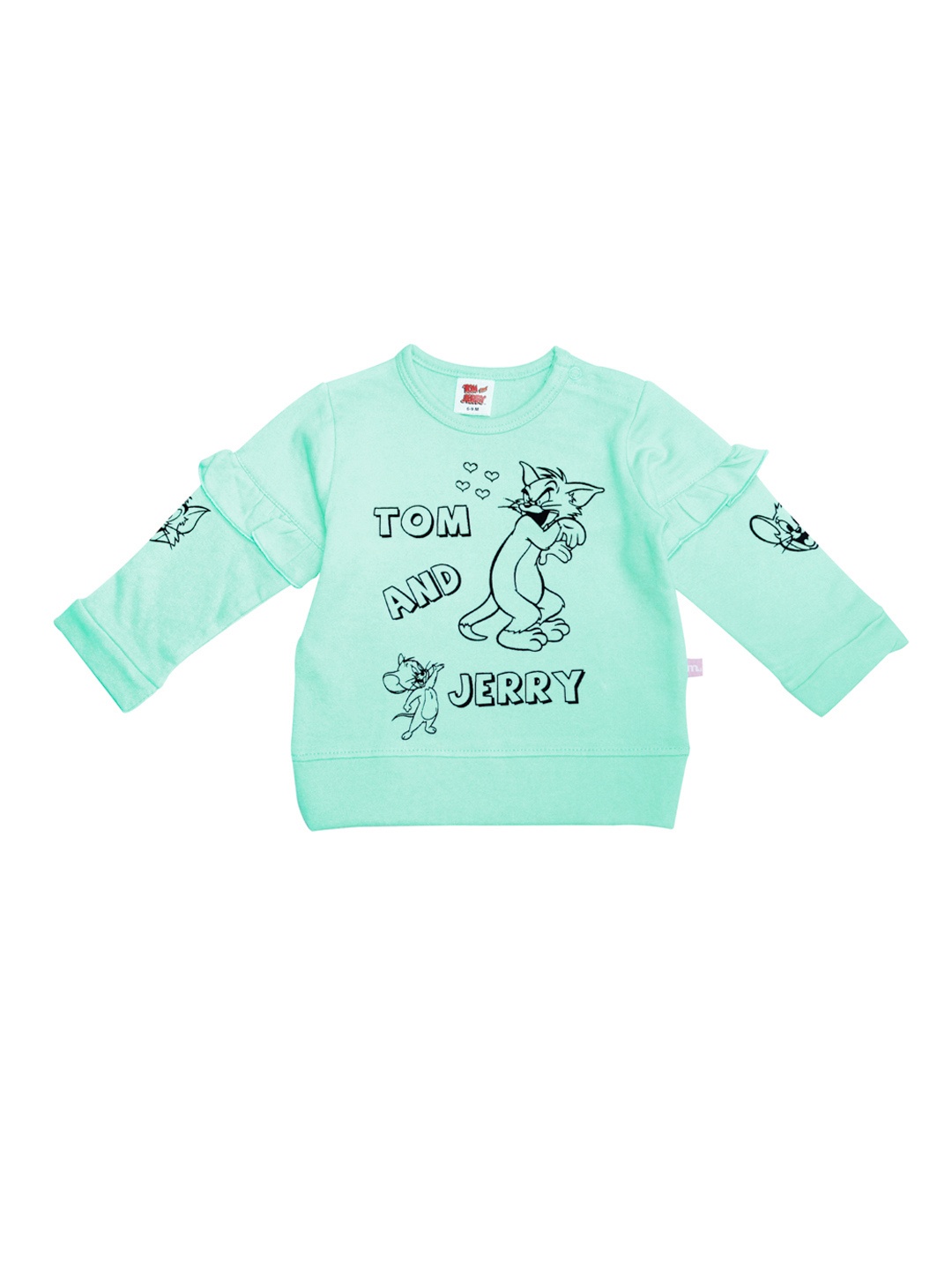 

Moms Love Infant Girls Sea Green Cotton Tom & Jerry Printed Sweatshirt