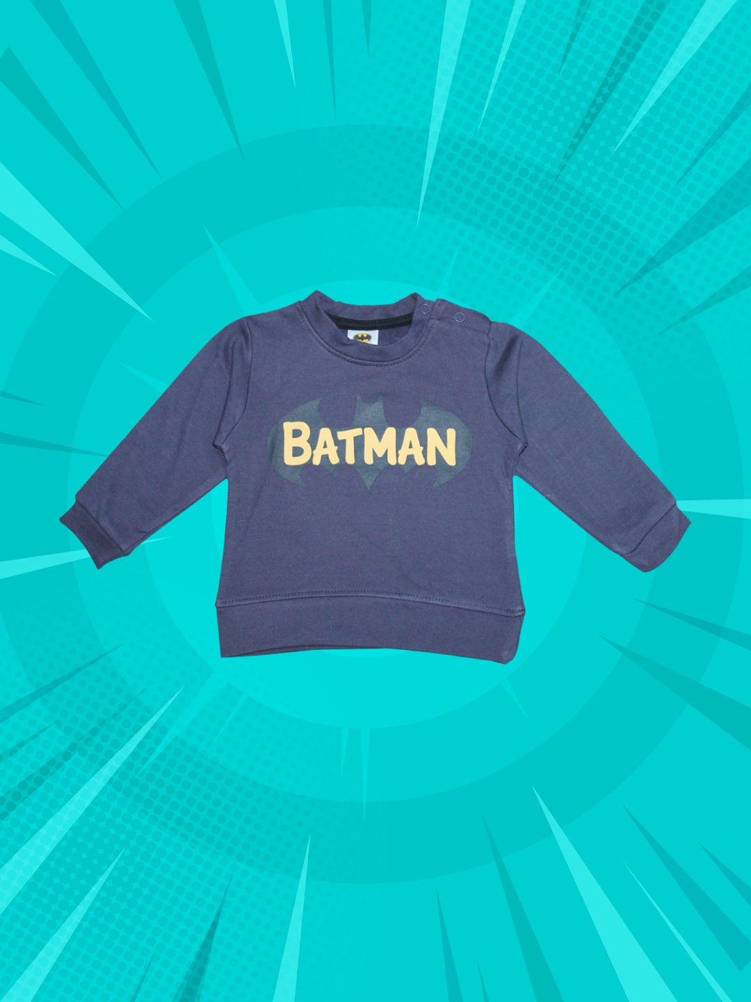 

Moms Love Infant Boys Charcoal Grey & Yellow Batman Print Pure Cotton Sweatshirt