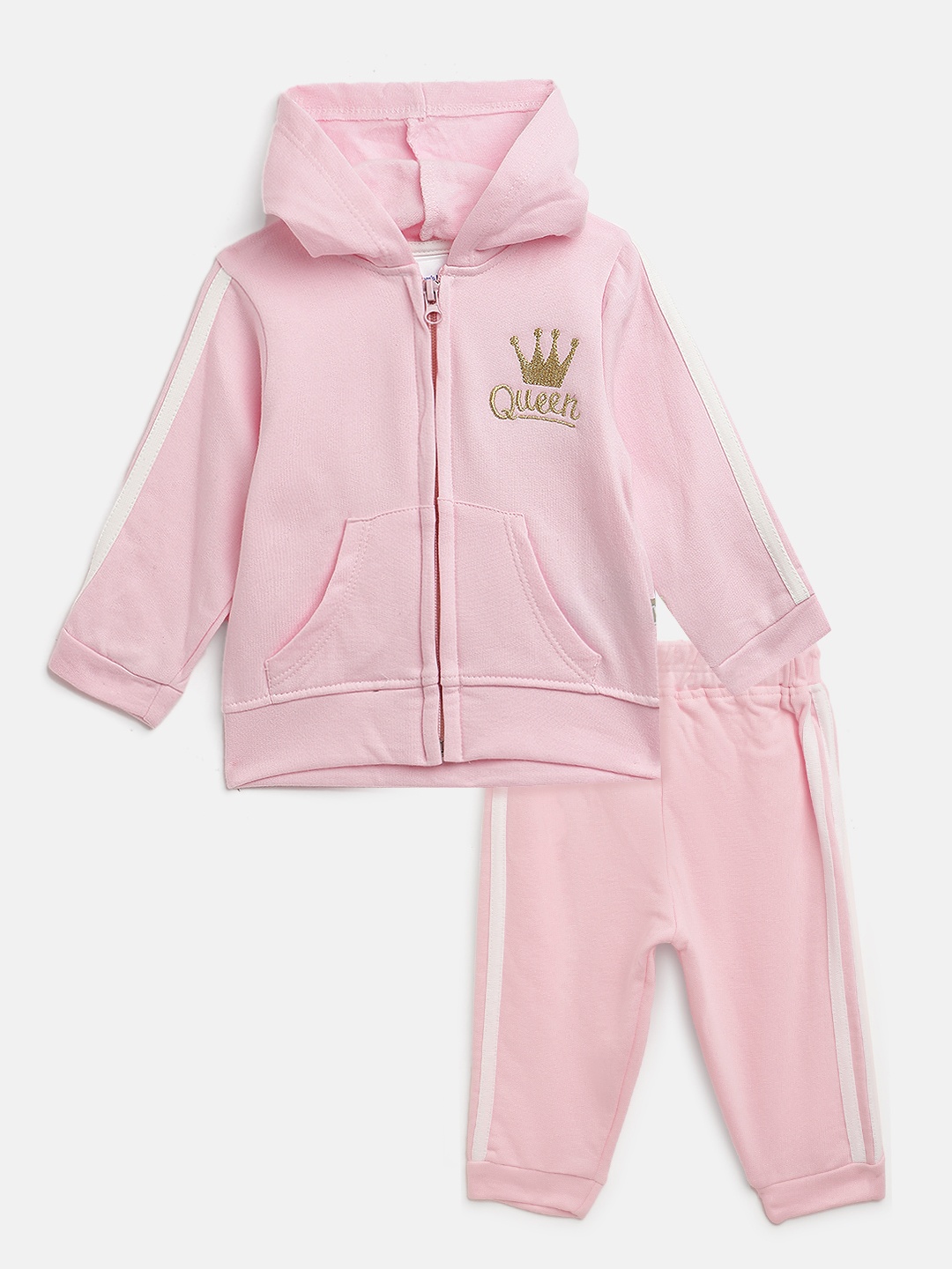 

Moms Love Girls Pink & White Pure Cotton Tracksuit