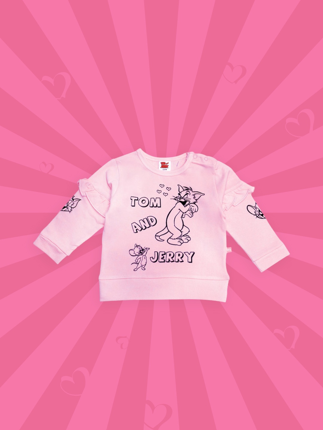 

Moms Love Infant Girls Pink Cotton Tom & Jerry Printed Sweatshirt