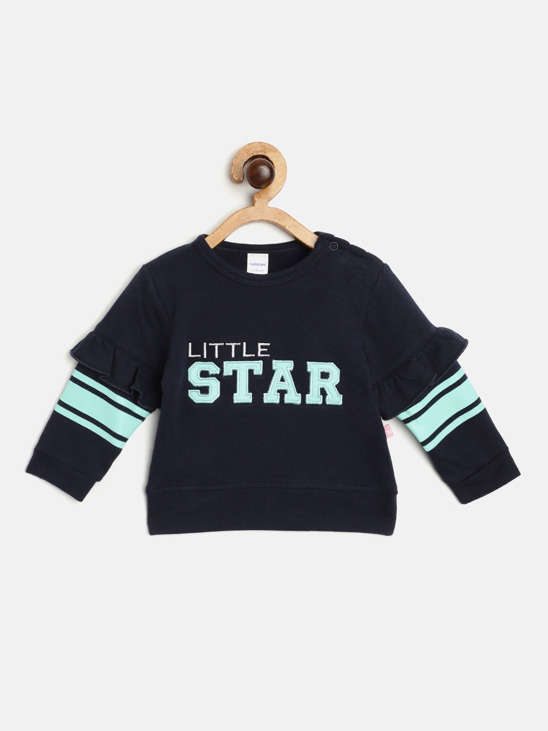 

Moms Love Infant Girls Navy Blue & Sea Green Pure Cotton Applique Sweatshirt