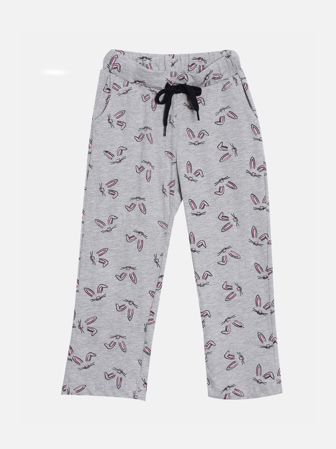 

Kryptic Girls Grey Melange Printed Pure Cotton Track Pants
