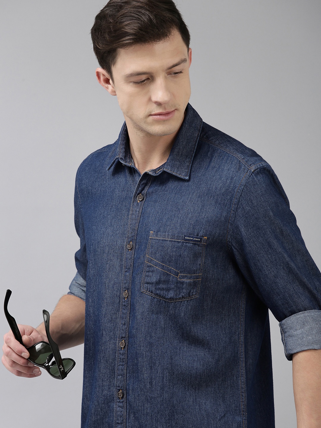 

Arrow Sport Men Blue Solid Slim Fit Pure Cotton Casual Shirt