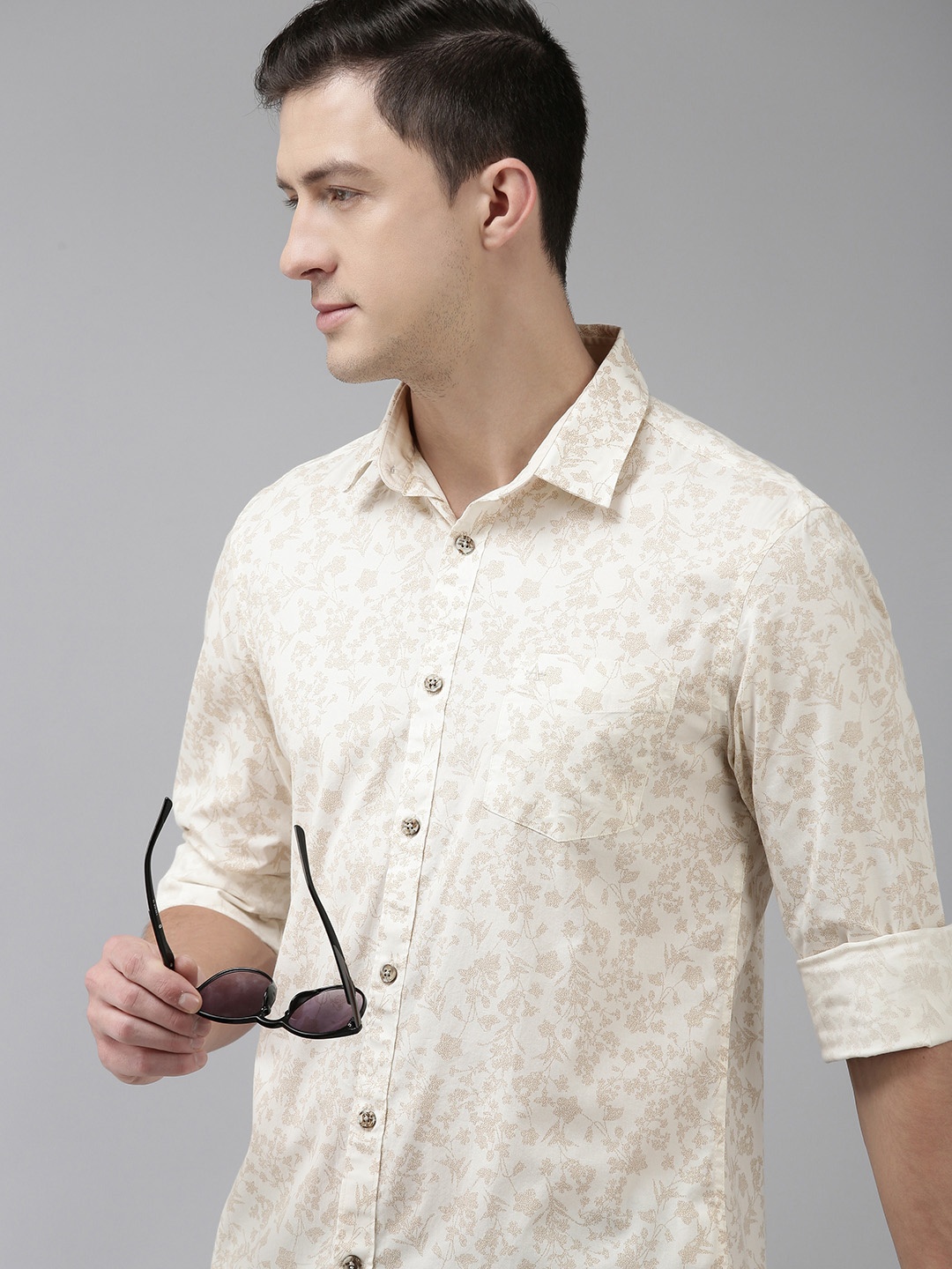 

Arrow Sport Men Cream & Beige Manhattan Slim Fit Flora Printed Casual Shirt