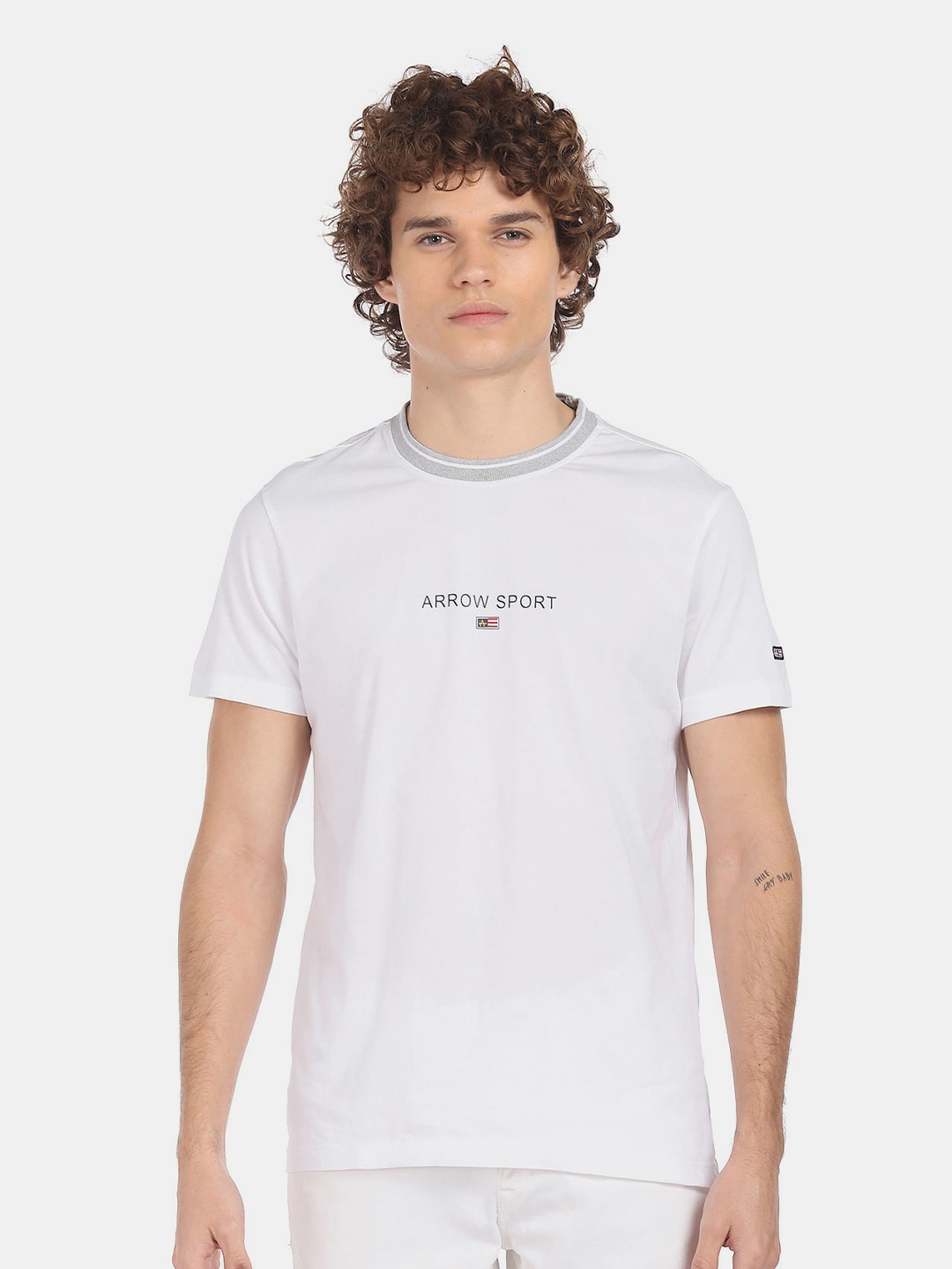 

Arrow Sport Men White Printed T-shirt