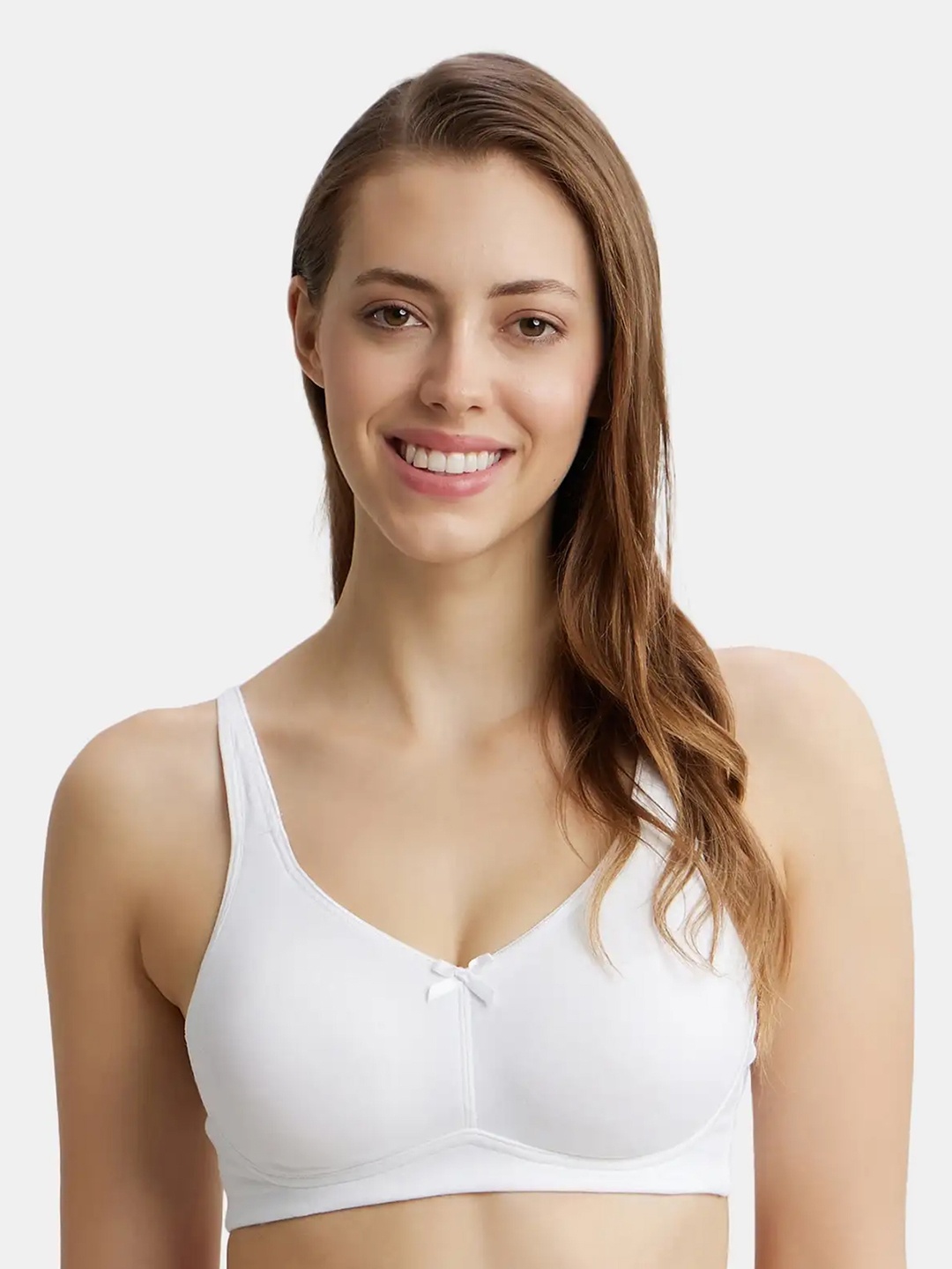 

Jockey Wirefree Non Padded Cotton Full Coverage Solid Moulded Everyday Bra-FE41, White