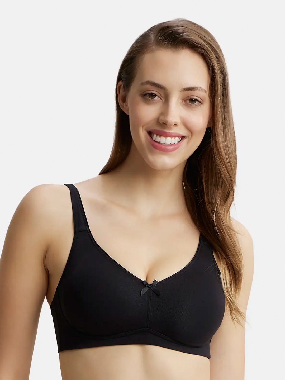 

Jockey Wirefree Non Padded Cotton Full Coverage Solid Moulded Everyday Bra-FE41, Black