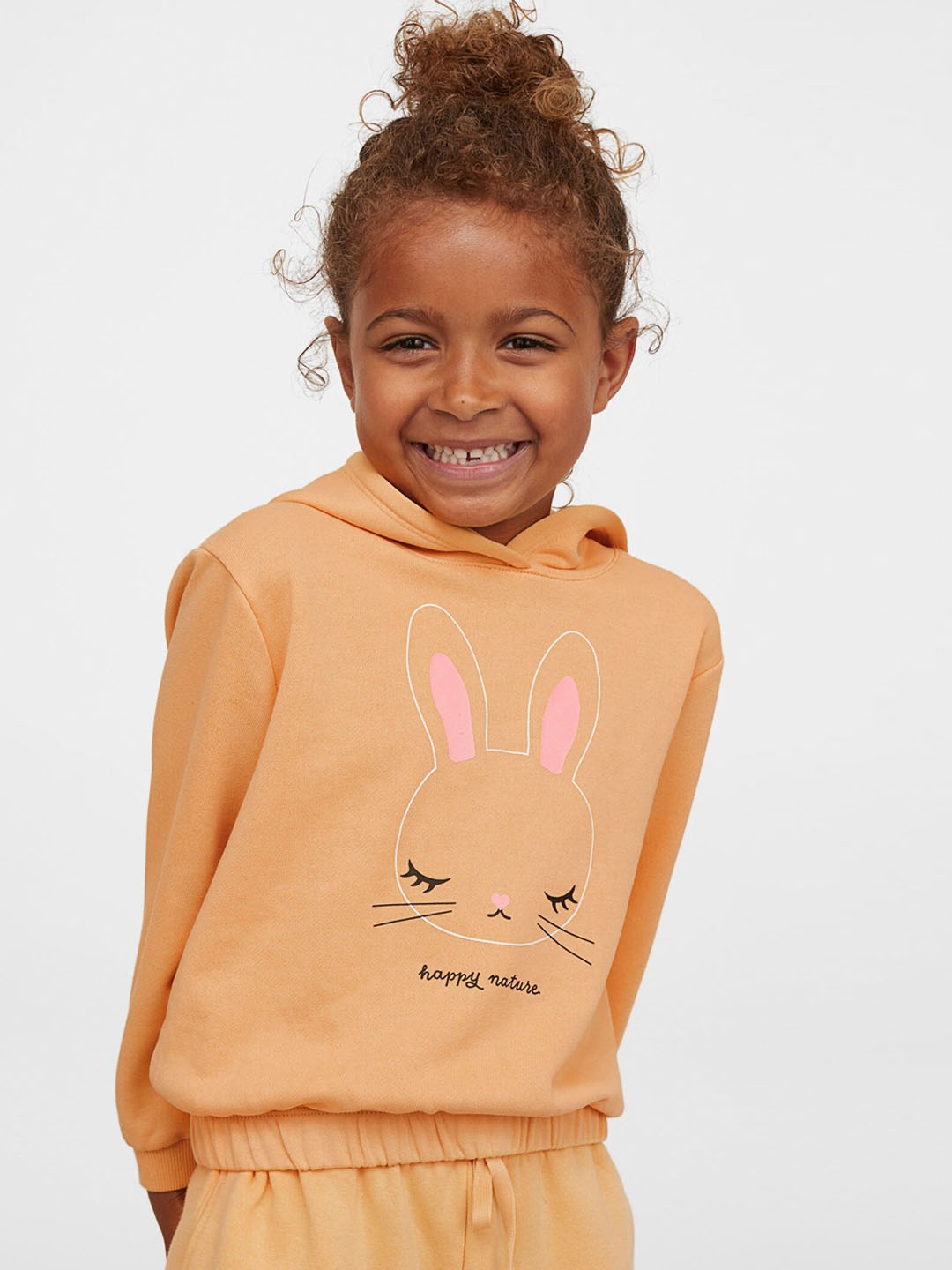 

H&M Girls Peach Printed Hoodie