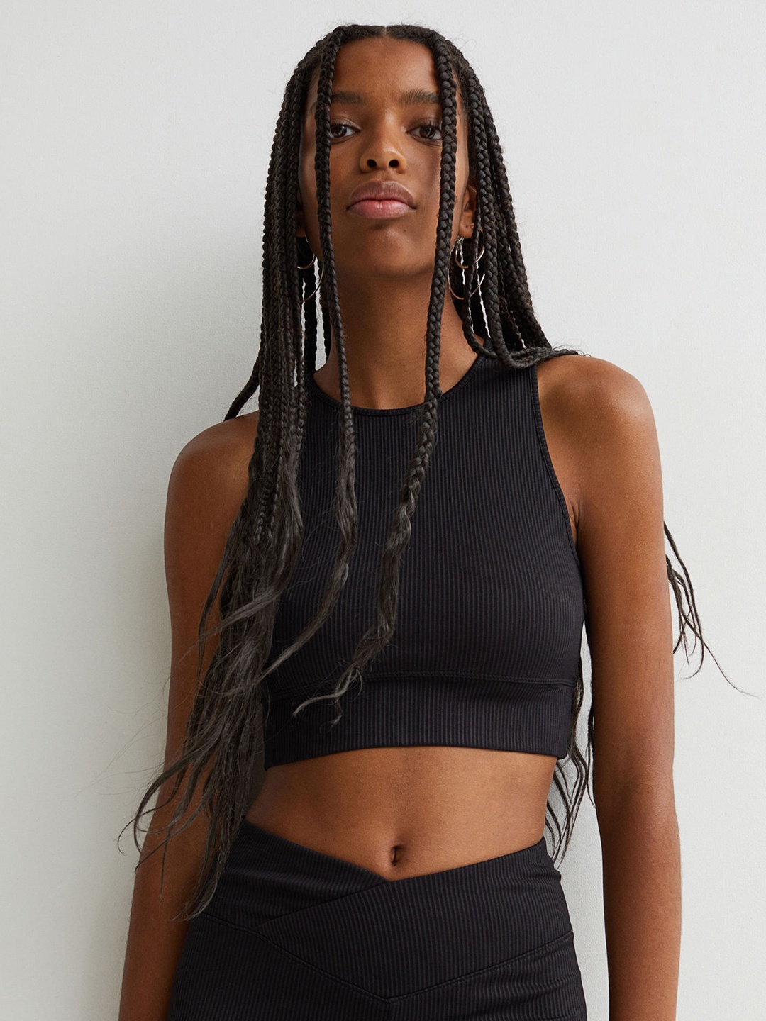 

H&M Women Black Ribbed Sleeveless Top