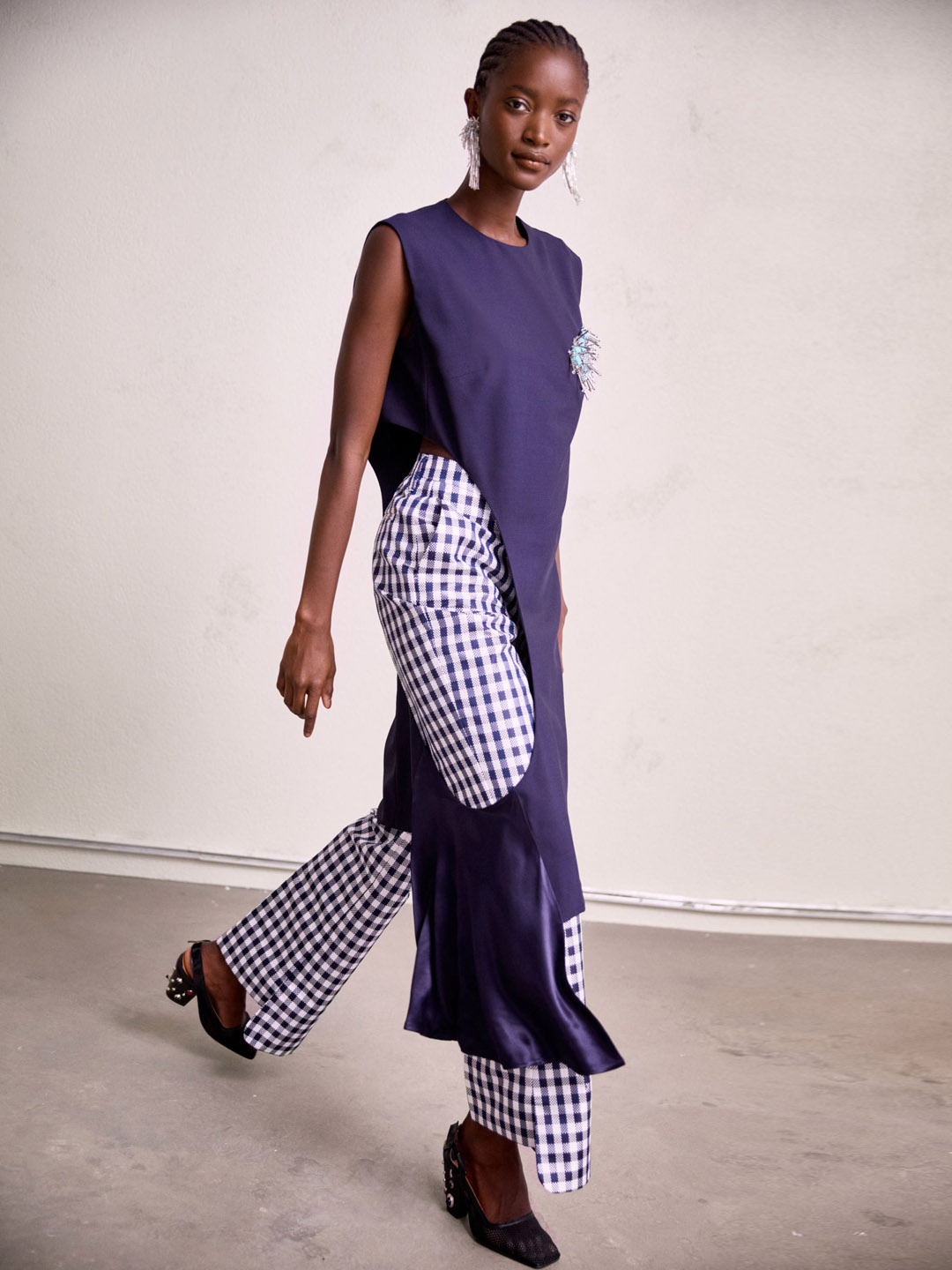 

H&M Women Blue Checked Trousers
