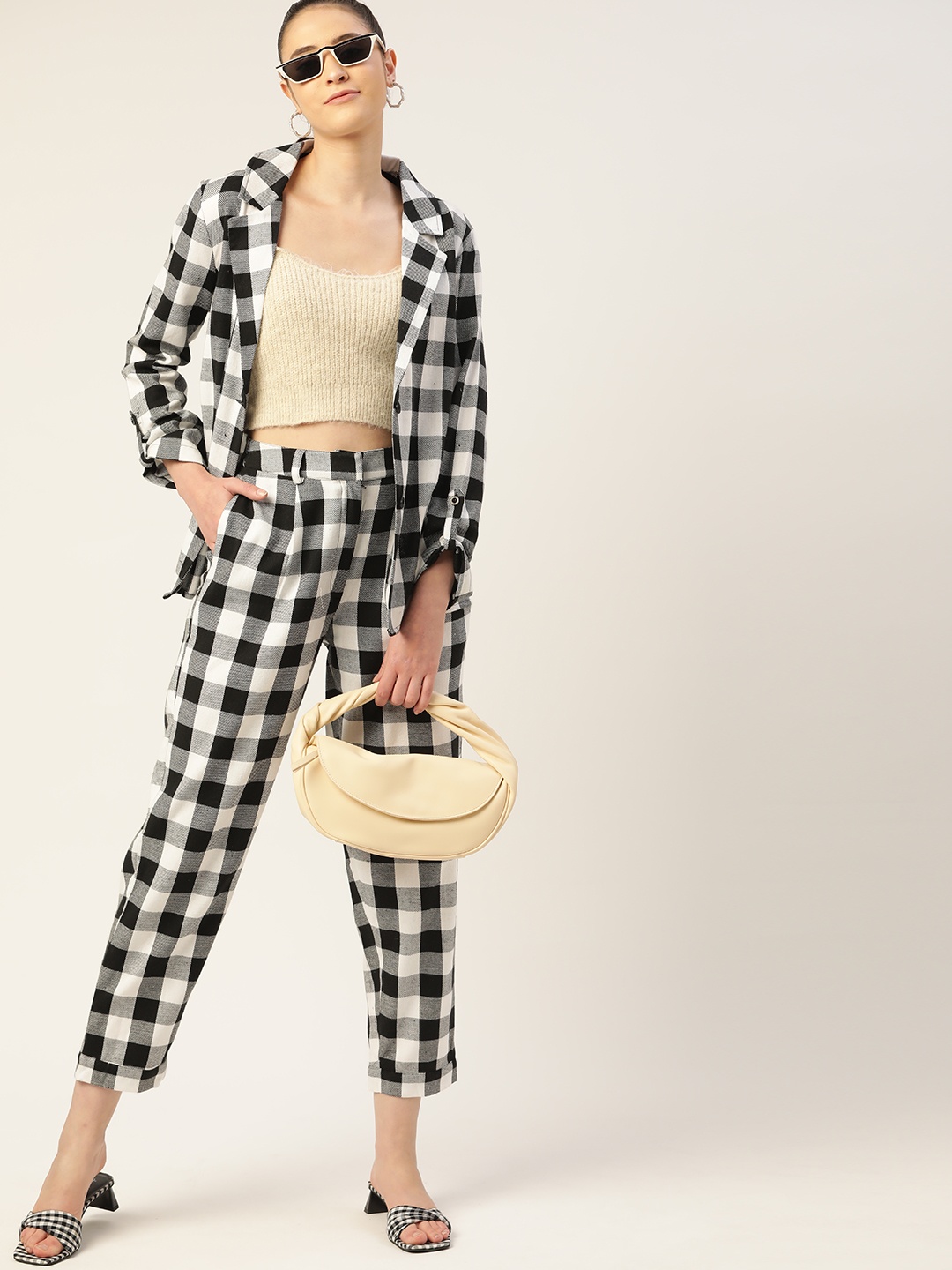 

DressBerry Women Black & White Pure Cotton Buffalo Checks Co-Ords