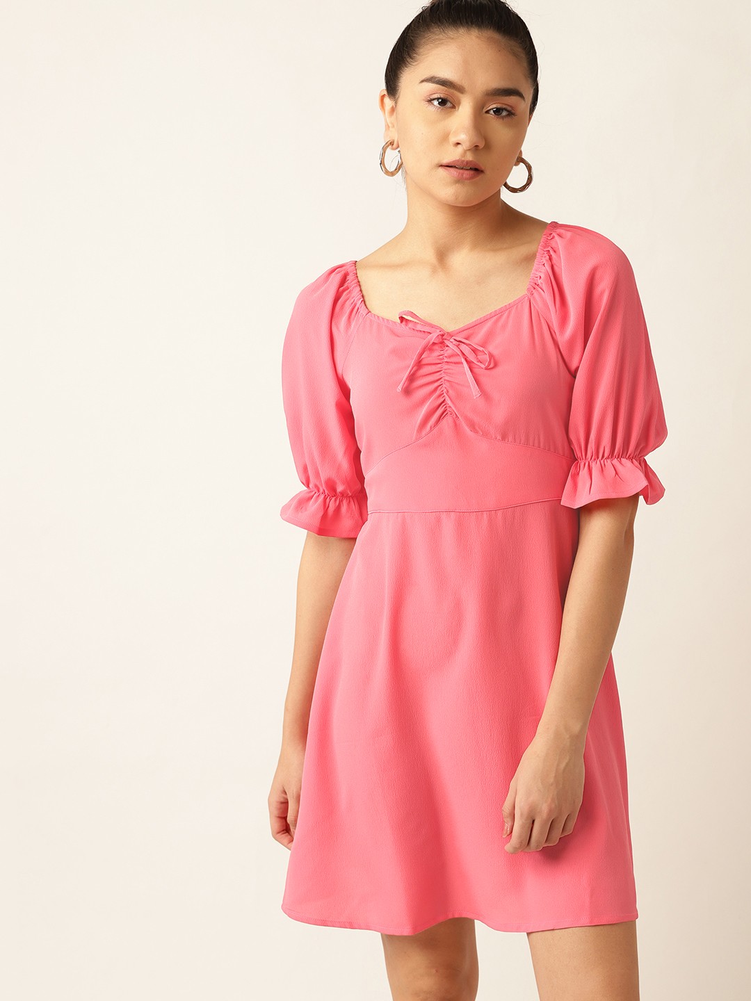 

DressBerry Pink Solid A-Line Dress