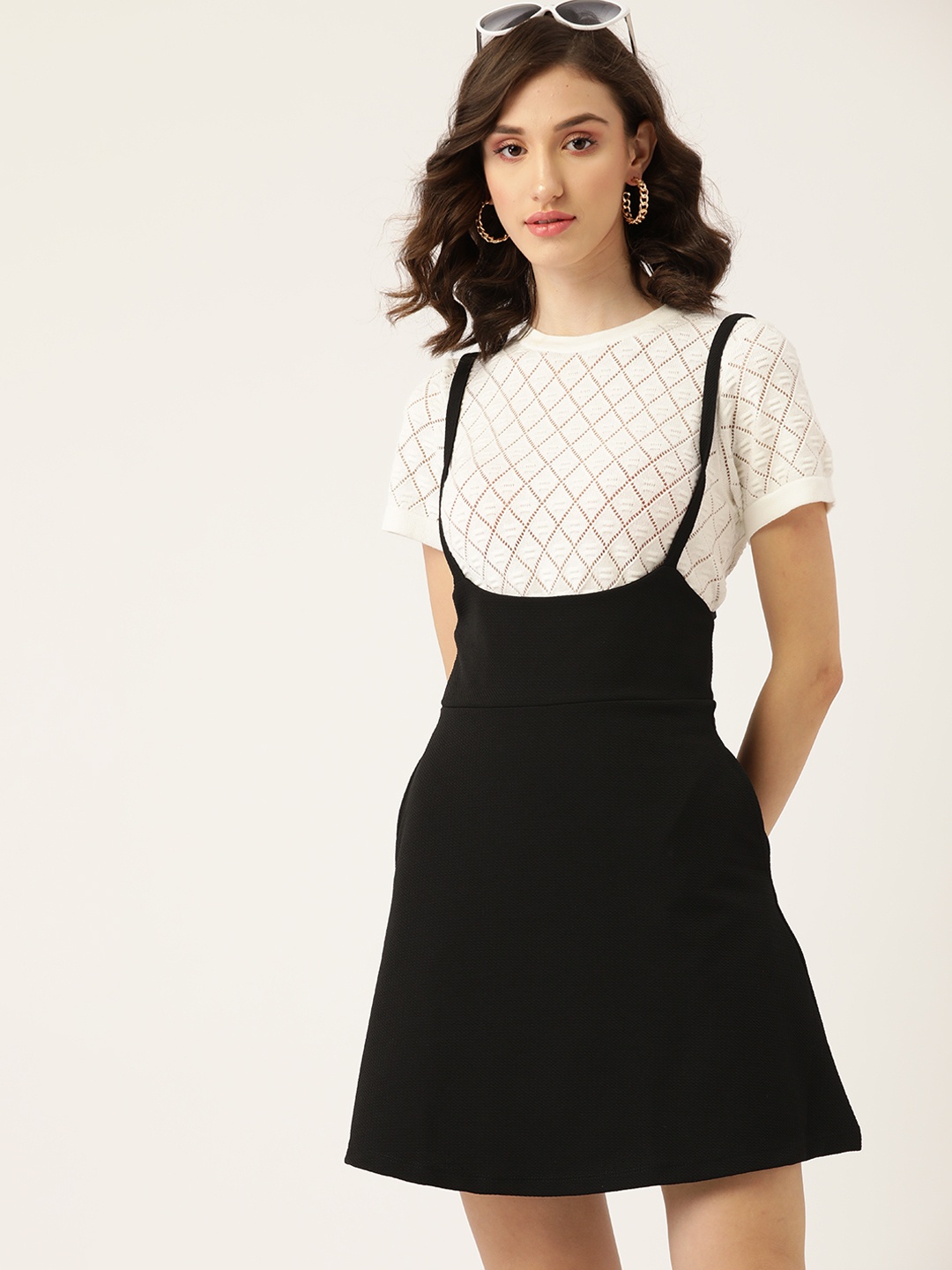 

DressBerry Black Solid Pinafore Mini Dress