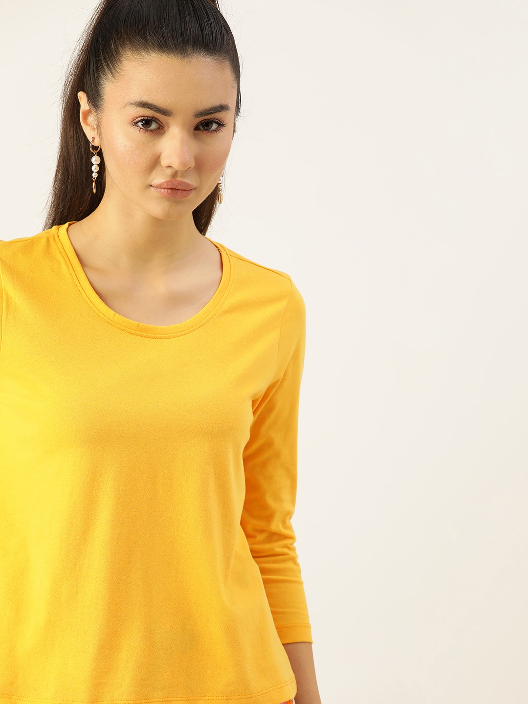 

DressBerry Women Yellow Solid T-shirt