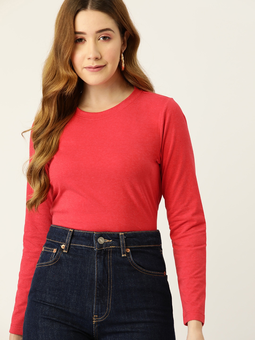 

DressBerry Women Red Solid Long Sleeves T-shirt