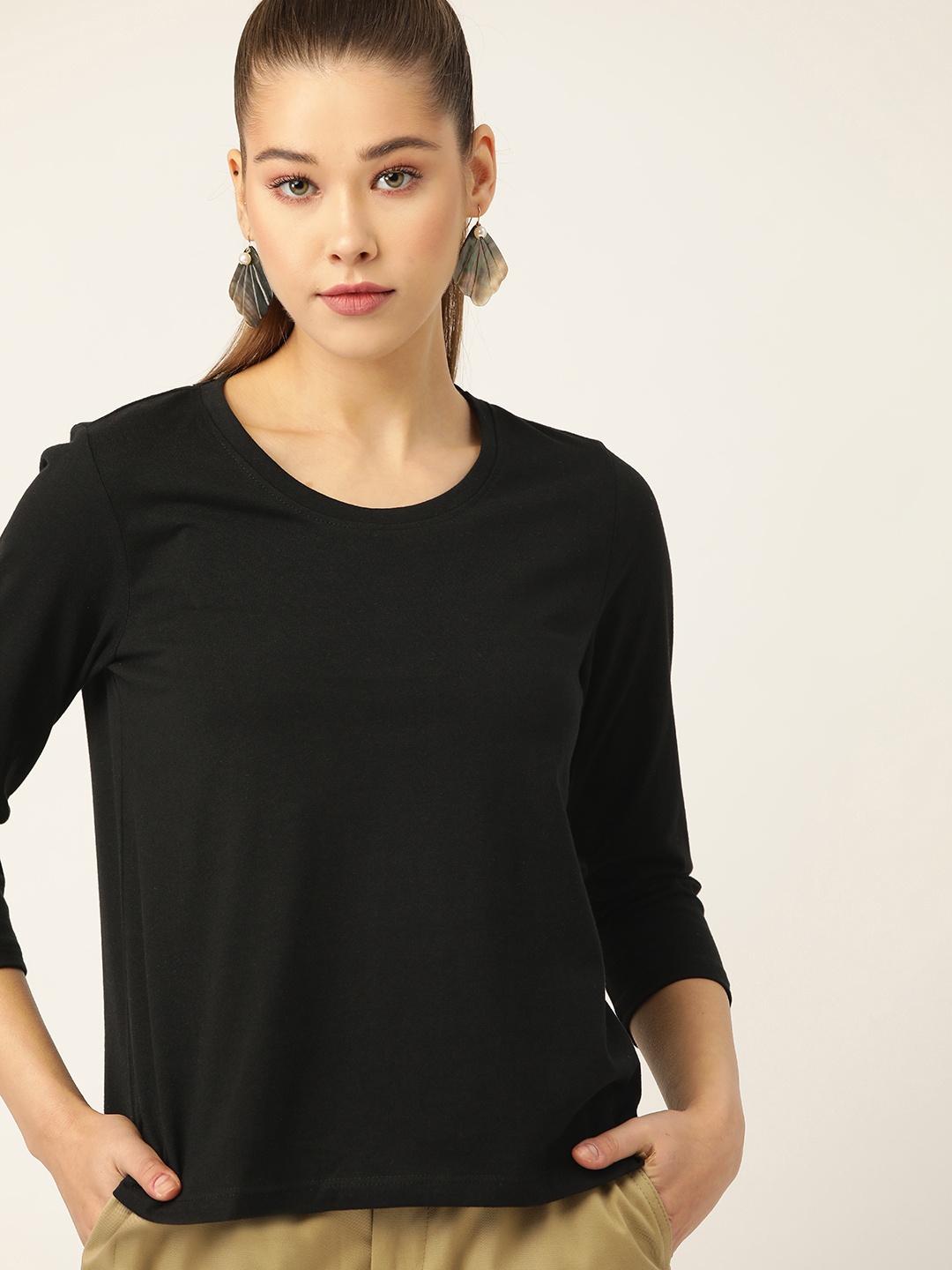 

DressBerry Women Black Solid T-shirt