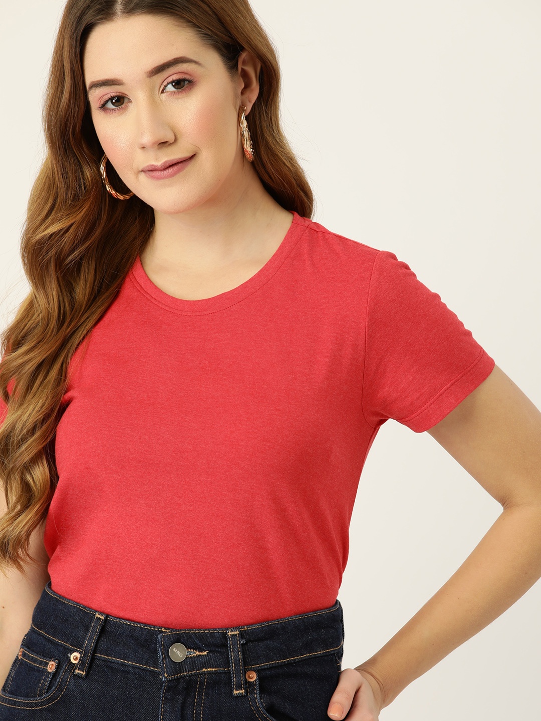 

DressBerry Women Red Solid T-shirt
