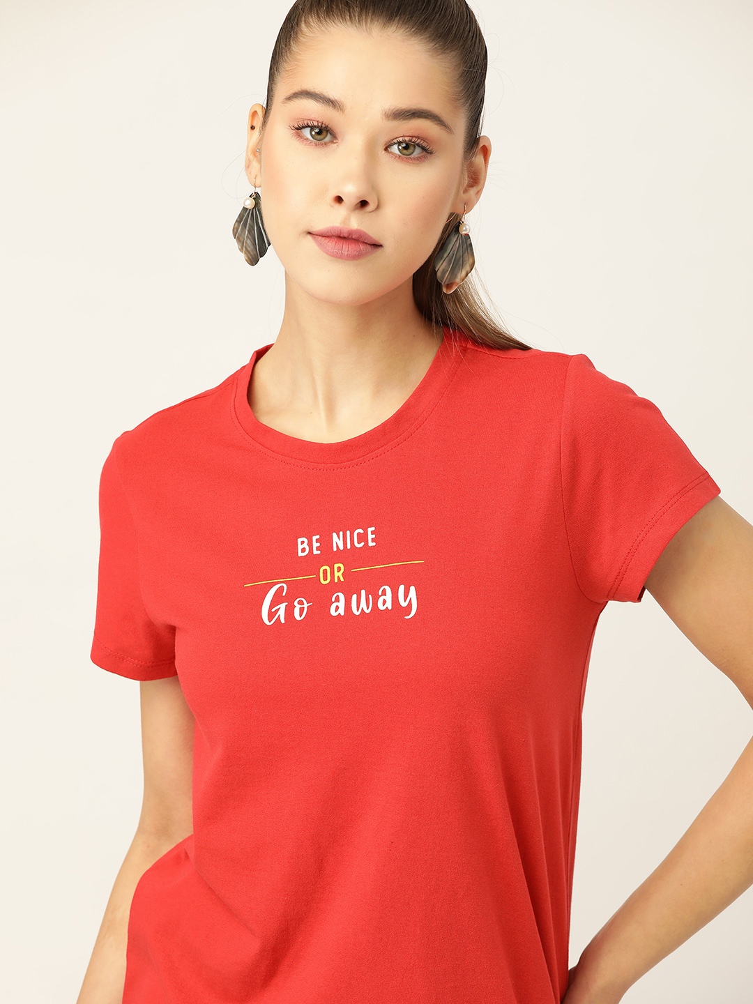 

DressBerry Women Red Typography Printed T-shirt