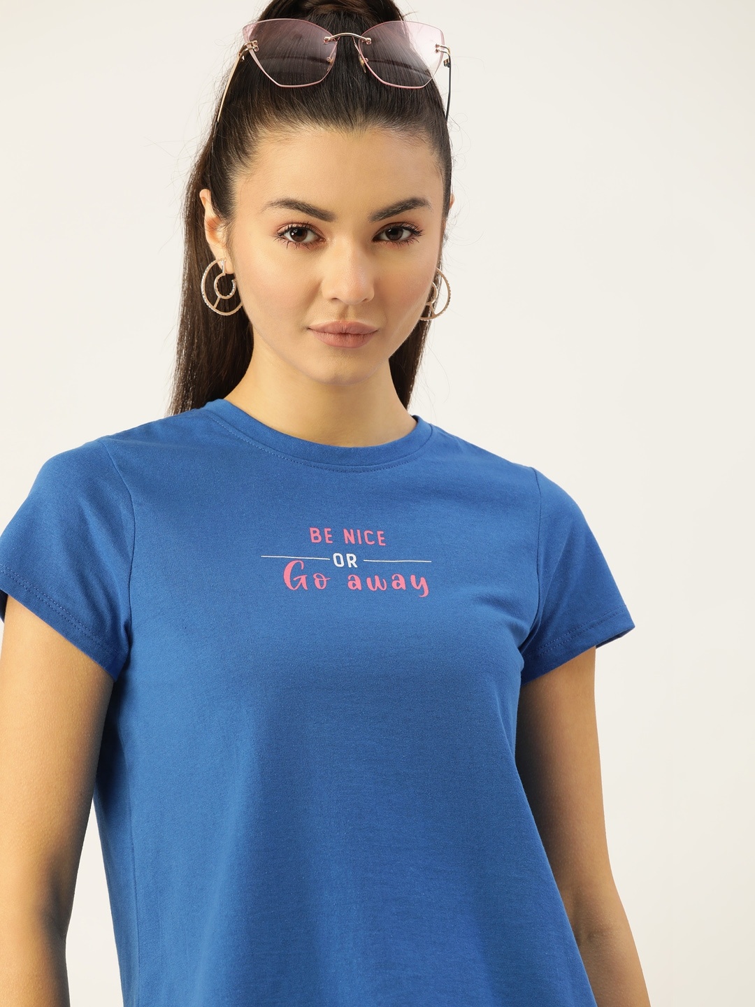

DressBerry Women Blue Printed T-shirt